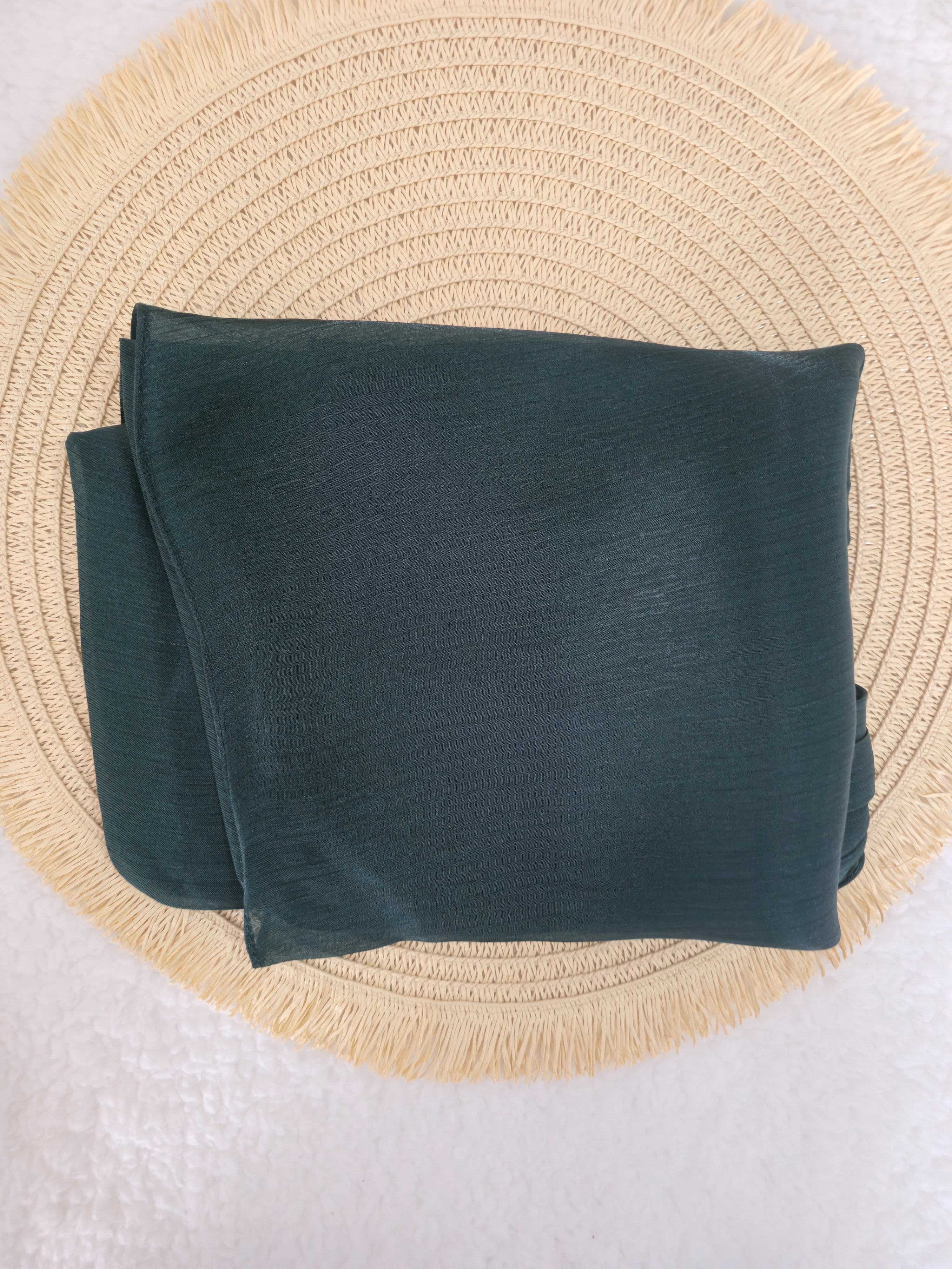 1pc Premium Forest Green Shimmer Satin Hijab – Smooth, Shiny, Elegant Headscarf for Women | Elanee Modest