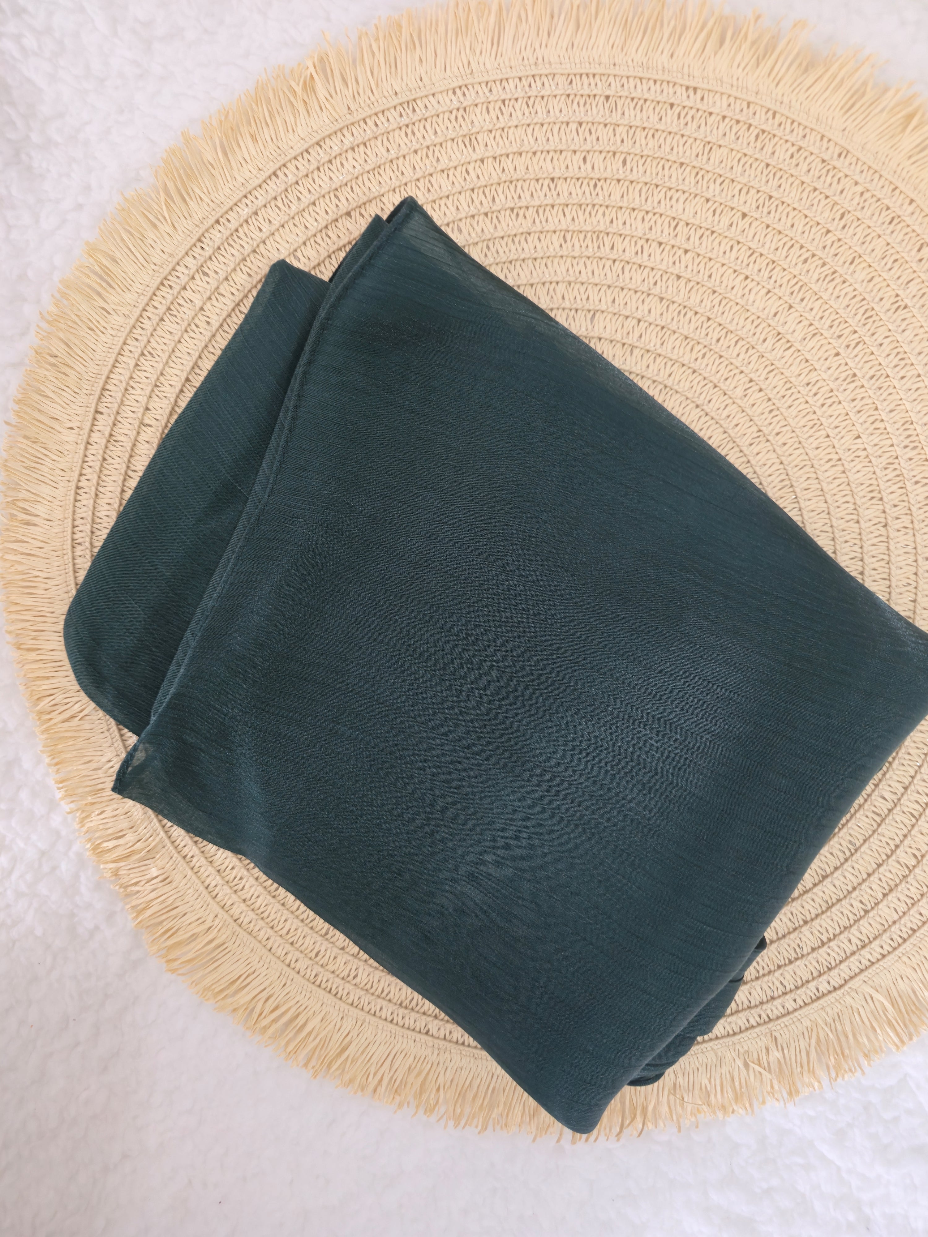 1pc Premium Forest Green Shimmer Satin Hijab – Smooth, Shiny, Elegant Headscarf for Women | Elanee Modest