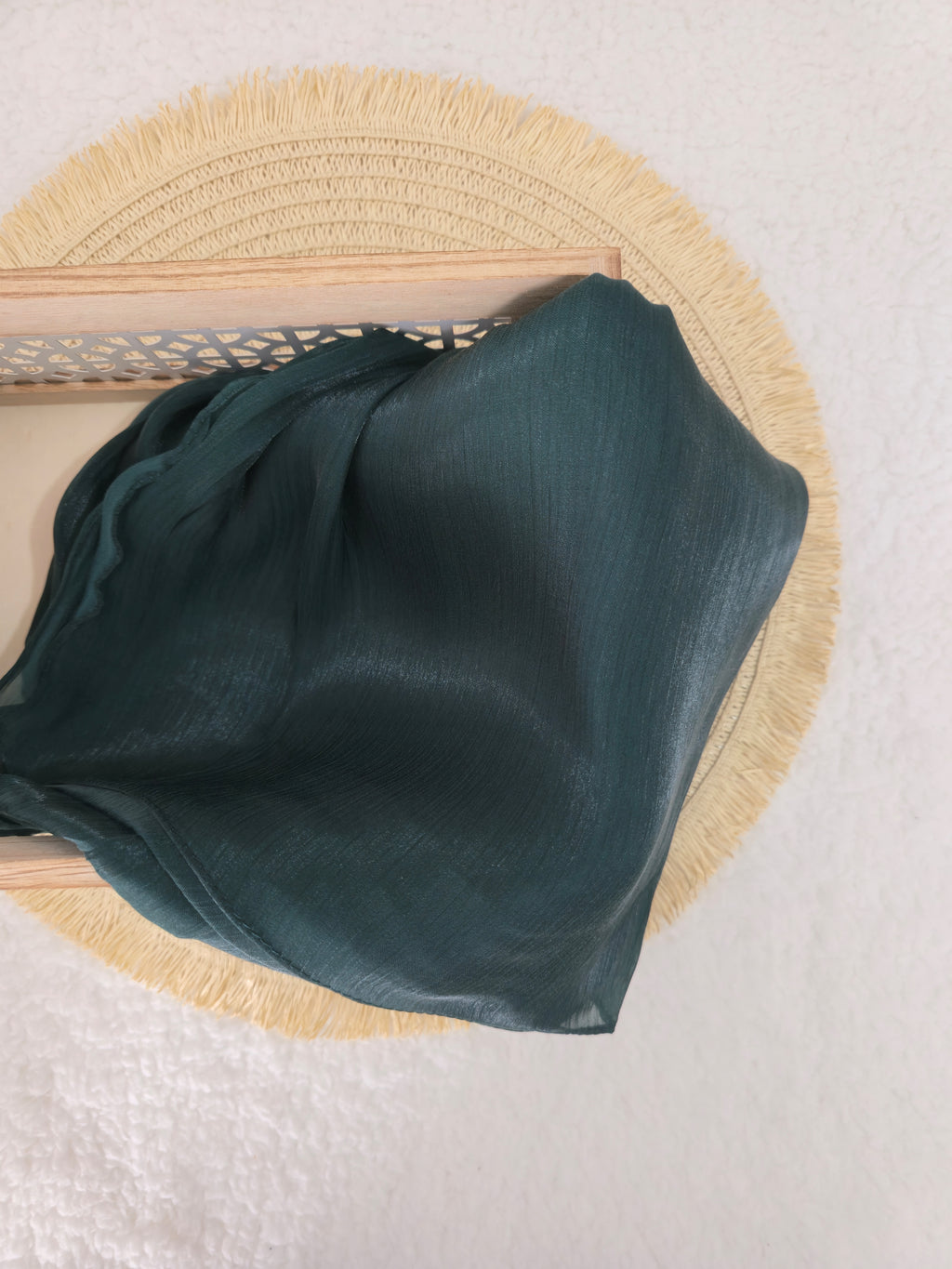 1pc Premium Forest Green Shimmer Satin Hijab – Smooth, Shiny, Elegant Headscarf for Women | Elanee Modest