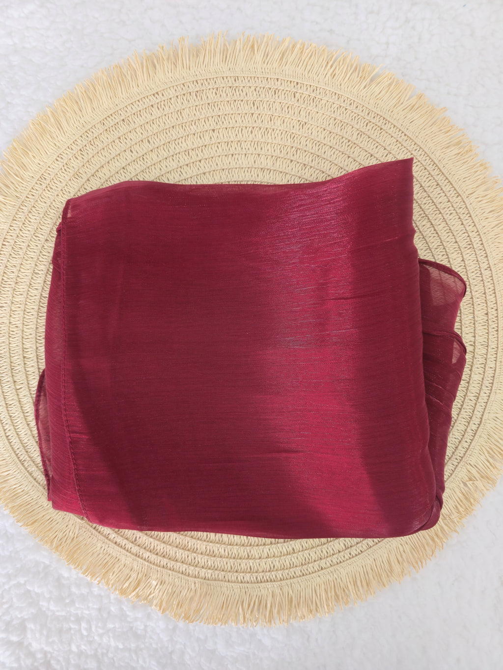 1pc Premium Ruby Red Shimmer Satin Hijab – Smooth, Shiny, Elegant Headscarf for Women | Elanee Modest