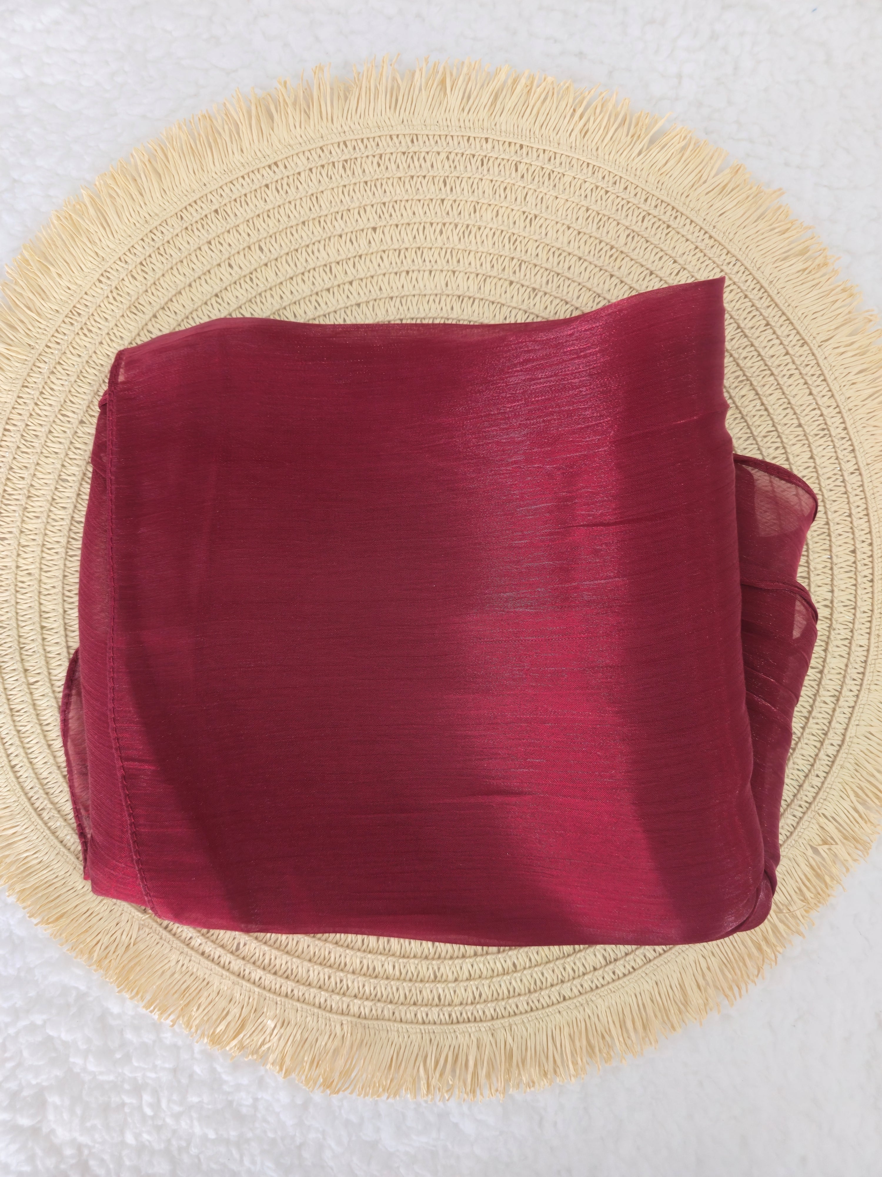 1pc Premium Ruby Red Shimmer Satin Hijab – Smooth, Shiny, Elegant Headscarf for Women | Elanee Modest