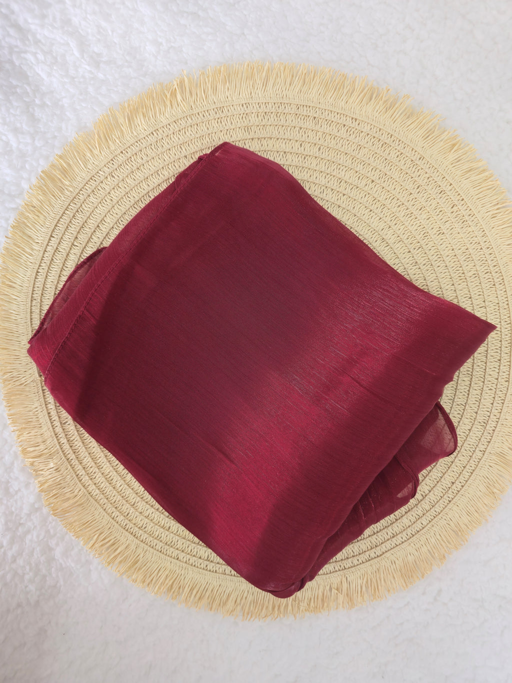 1pc Premium Ruby Red Shimmer Satin Hijab – Smooth, Shiny, Elegant Headscarf for Women | Elanee Modest