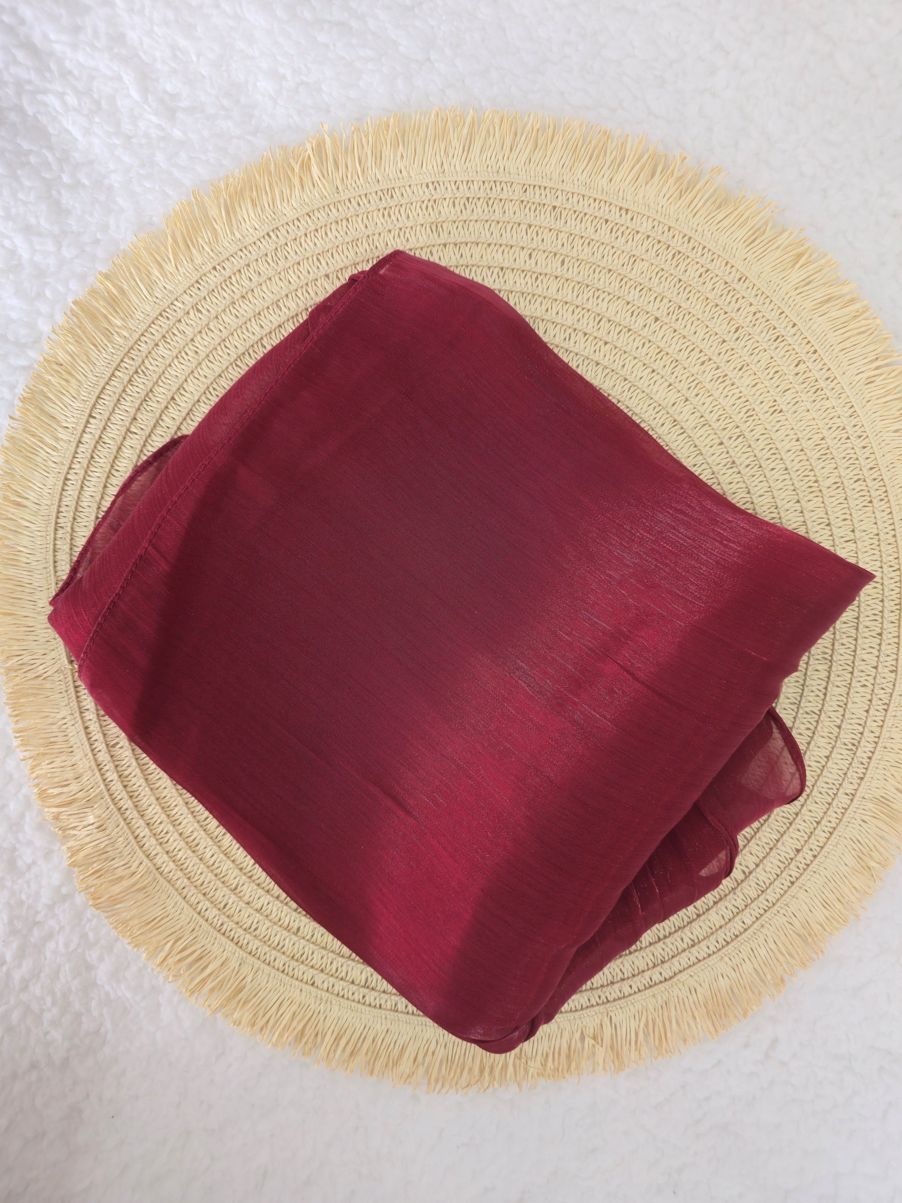 1pc Premium Ruby Red Shimmer Satin Hijab – Smooth, Shiny, Elegant Headscarf for Women | Elanee Modest