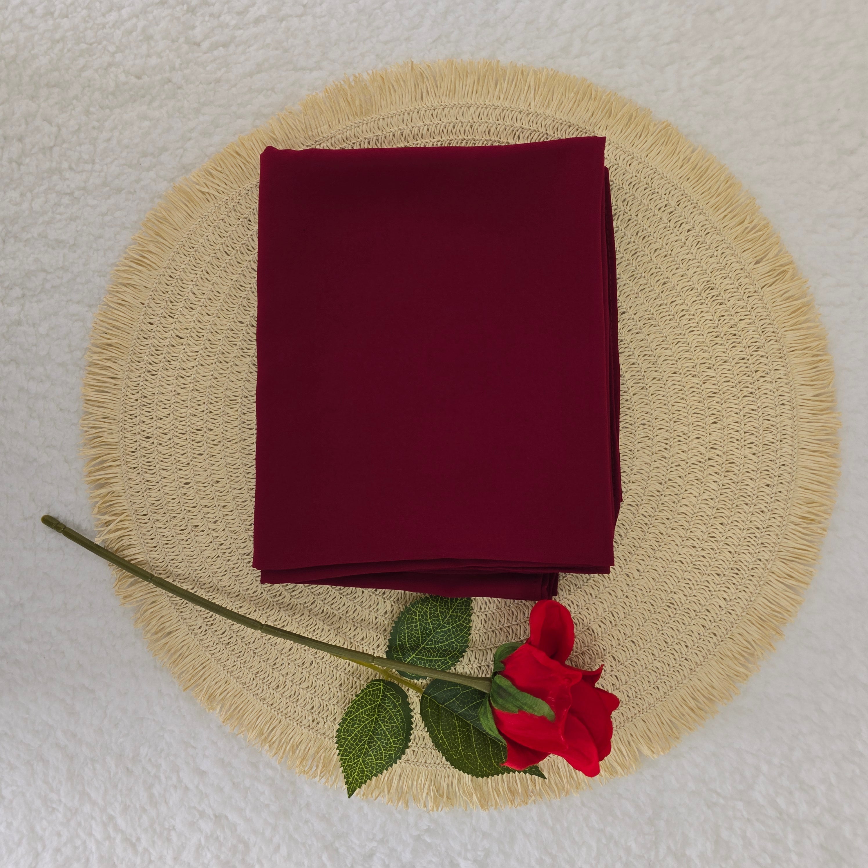 1pc Women's Chiffon Hijab Classic Maroon, Solid Color Knitted Scarf, Chiffon Hijab, Muslim Prayer Headwrap, Suitable For All Seasons