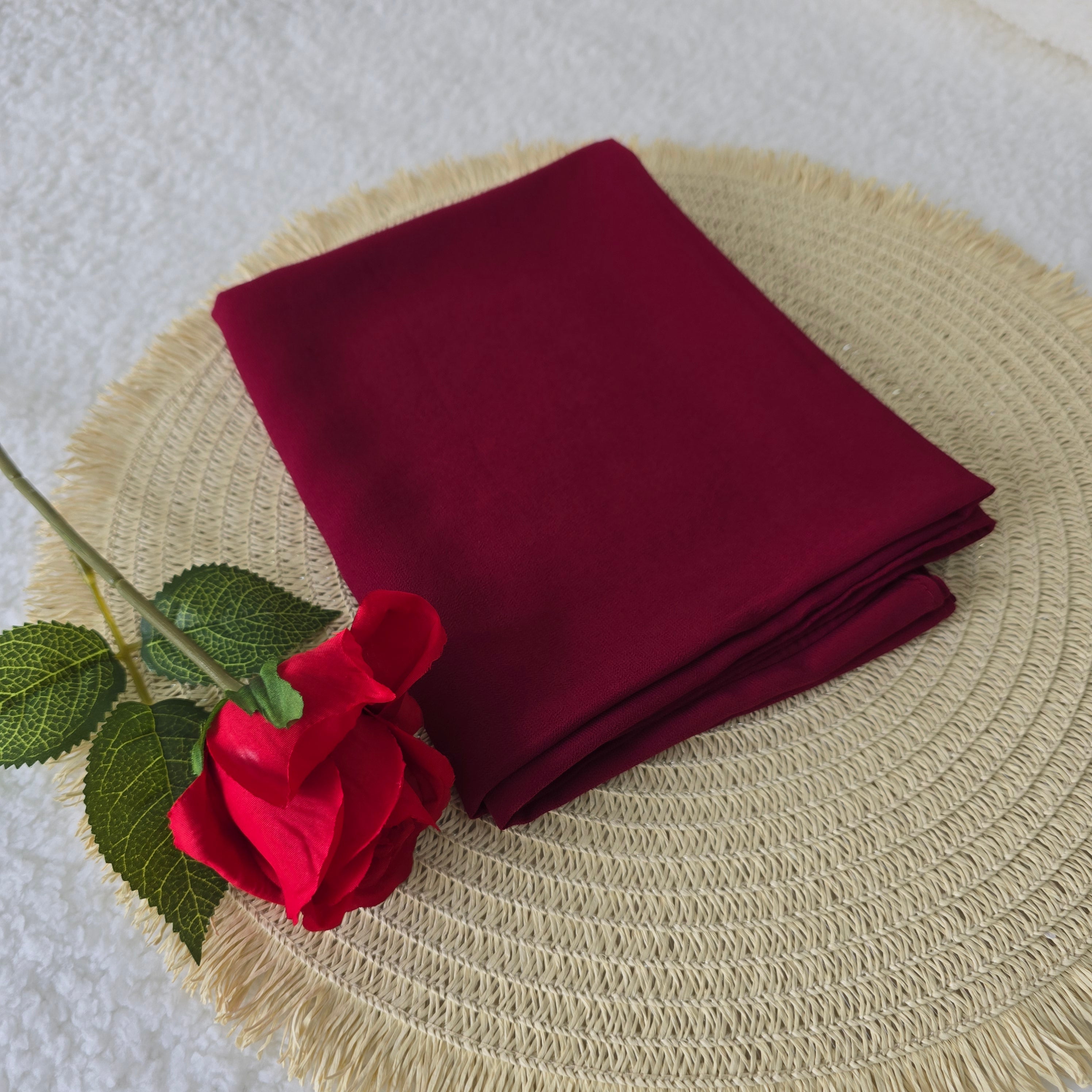 1pc Women's Chiffon Hijab Classic Maroon, Solid Color Knitted Scarf, Chiffon Hijab, Muslim Prayer Headwrap, Suitable For All Seasons