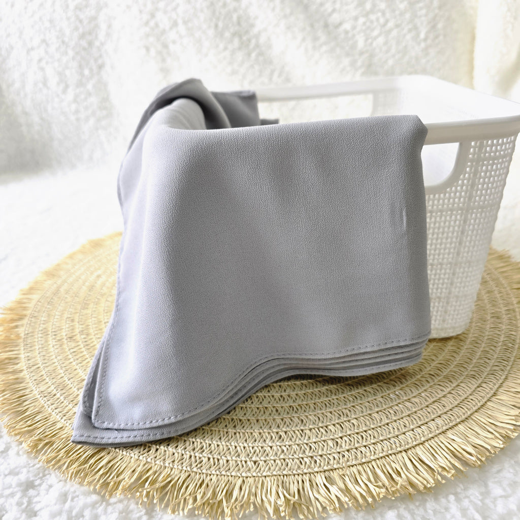 1pc Women's Chiffon Hijab Cloud Grey, Solid Color Knitted Scarf, Chiffon Hijab, Muslim Prayer Headwrap, Suitable For All Seasons