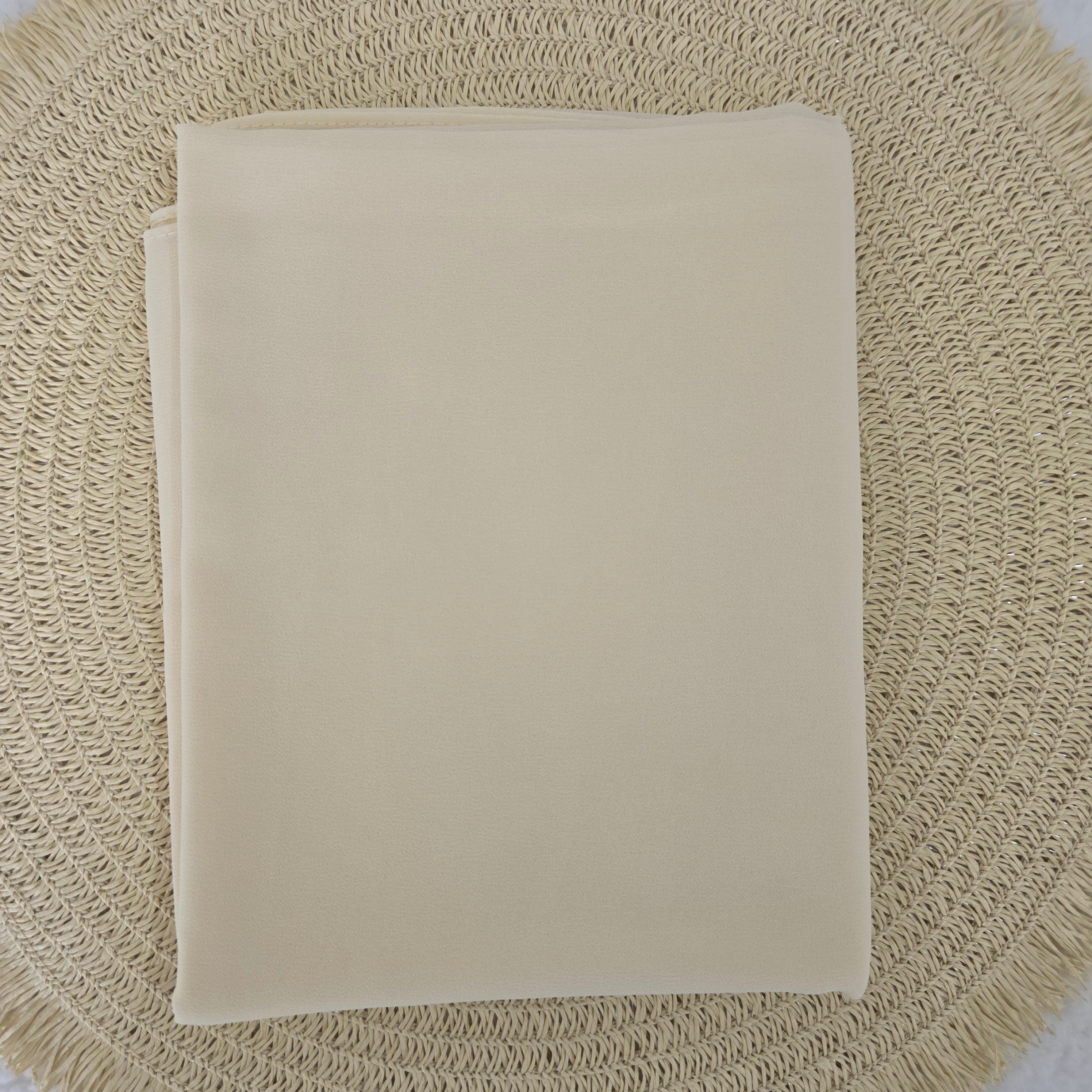 1pc Women's Chiffon Hijab Cream, Solid Color Knitted Scarf, Chiffon Hijab, Muslim Prayer Headwrap, Suitable For All Seasons