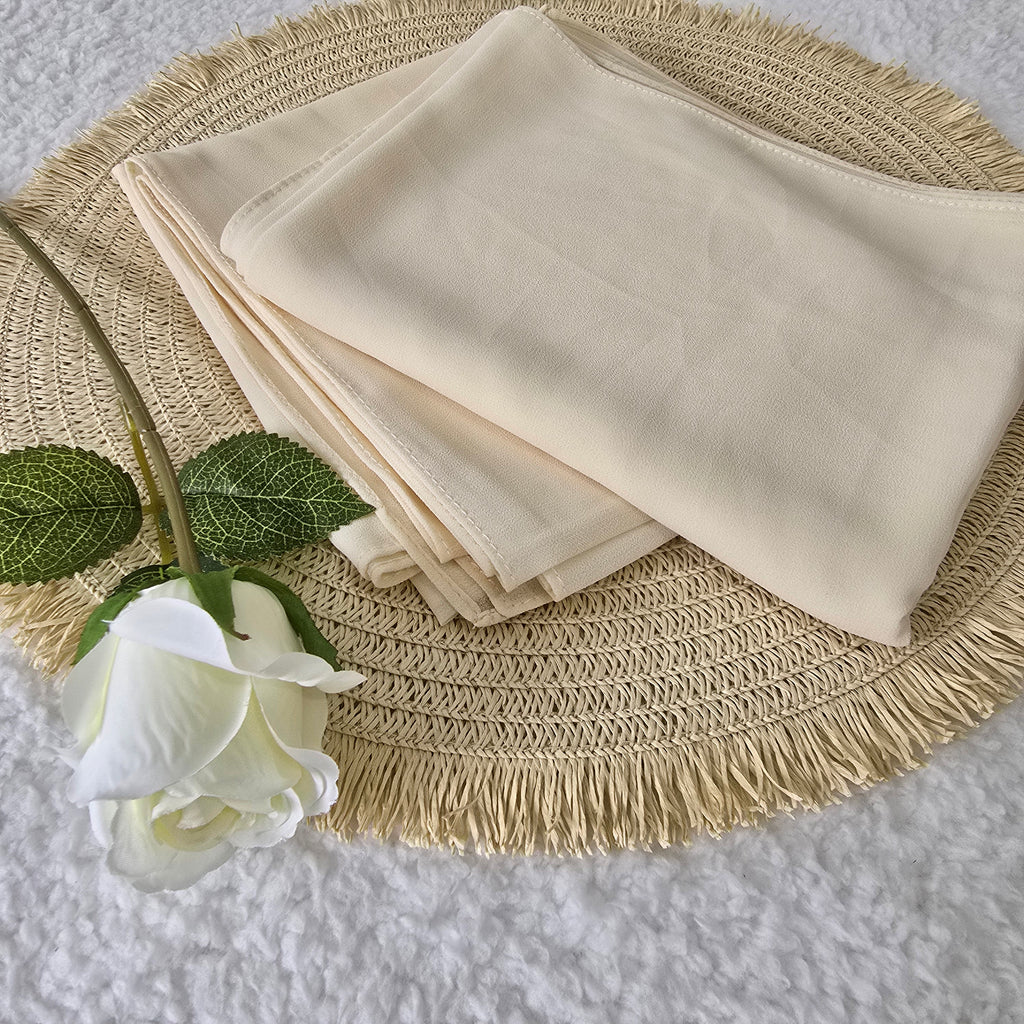 1pc Women's Chiffon Hijab Cream, Solid Color Knitted Scarf, Chiffon Hijab, Muslim Prayer Headwrap, Suitable For All Seasons