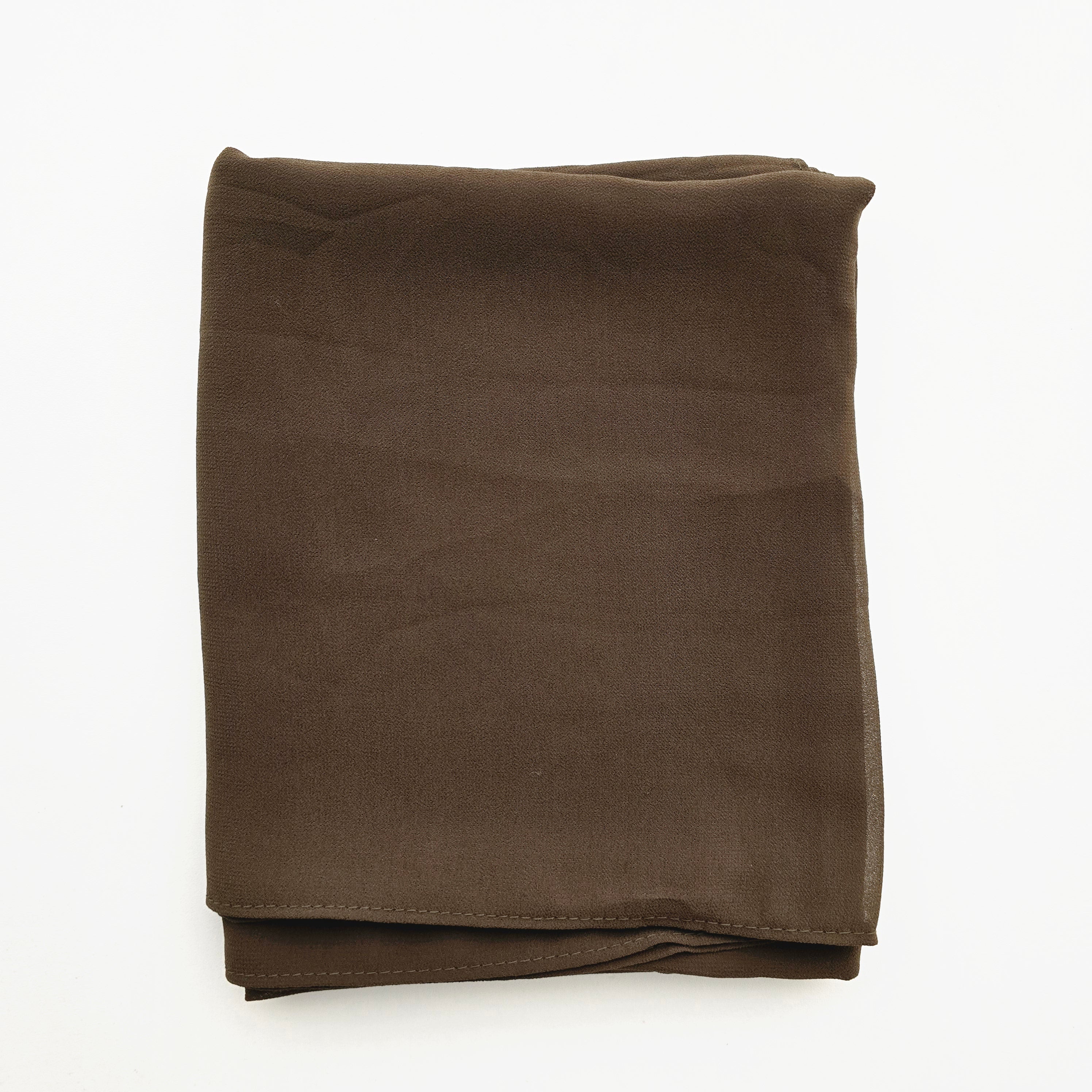 1pc Women's Chiffon Hijab Dark Chocolate, Solid Color Knitted Scarf, Chiffon Hijab, Muslim Prayer Headwrap, Suitable For All Seasons