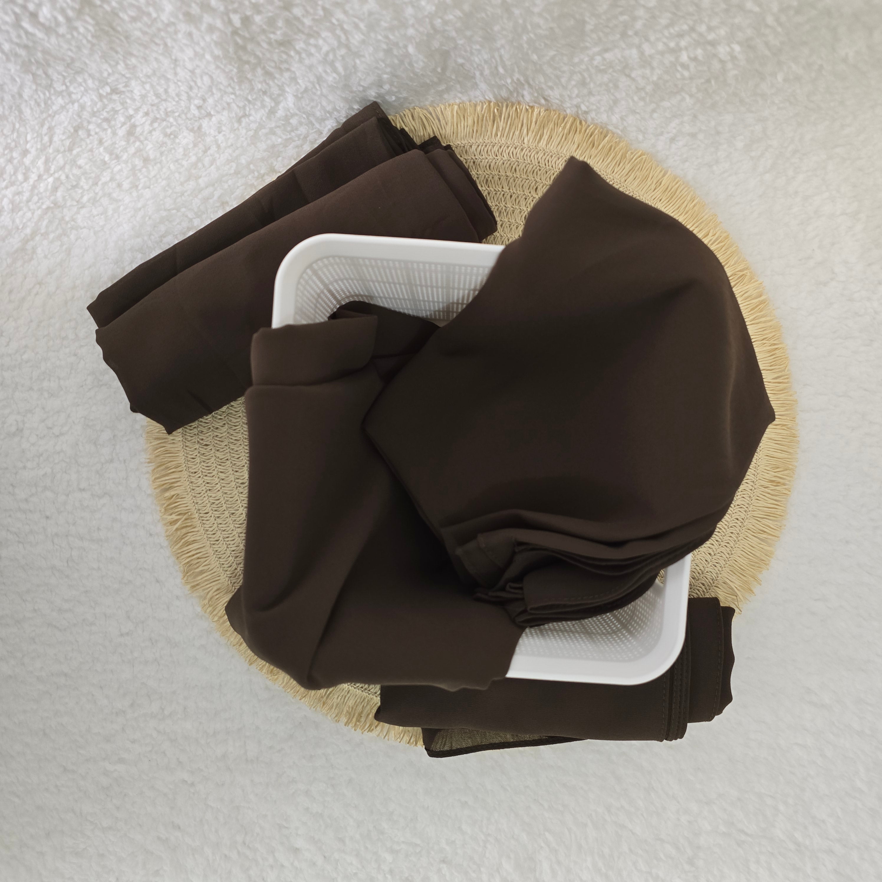 1pc Women's Chiffon Hijab Dark Chocolate, Solid Color Knitted Scarf, Chiffon Hijab, Muslim Prayer Headwrap, Suitable For All Seasons