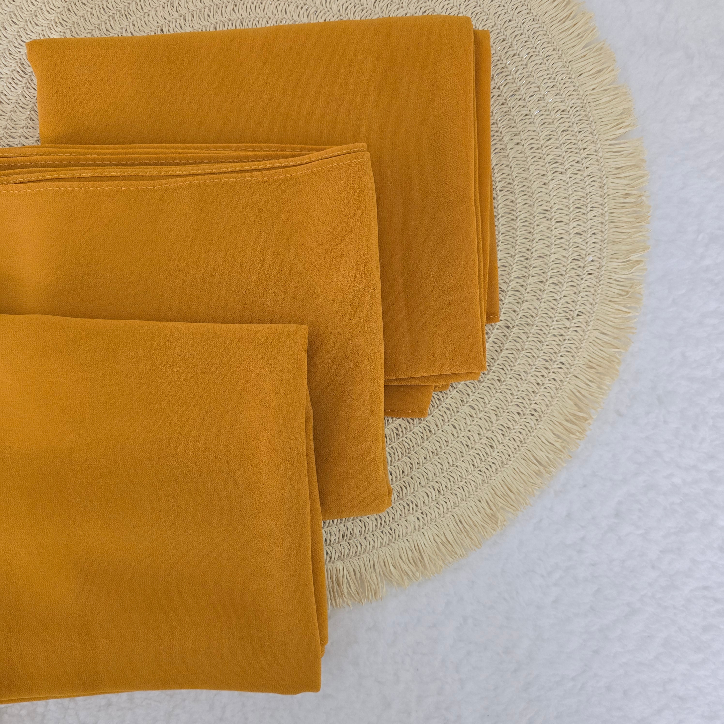 1pc Women's Chiffon Hijab Dark Turmeric, Solid Color Knitted Scarf, Chiffon Hijab, Muslim Prayer Headwrap, Suitable For All Seasons