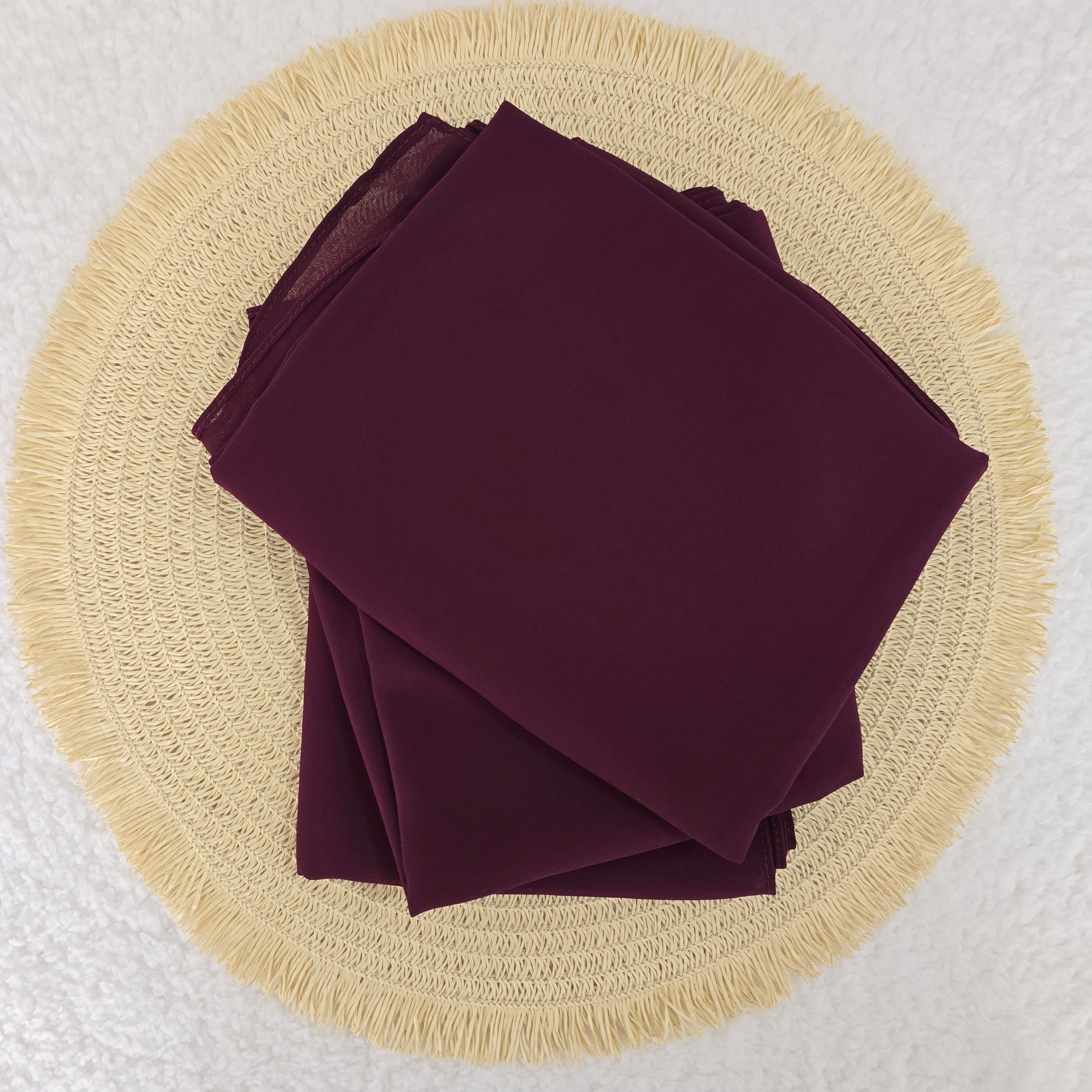 1pc Women's Chiffon Hijab Deep Plum, Solid Color Knitted Scarf, Chiffon Hijab, Muslim Prayer Headwrap, Suitable For All Seasons