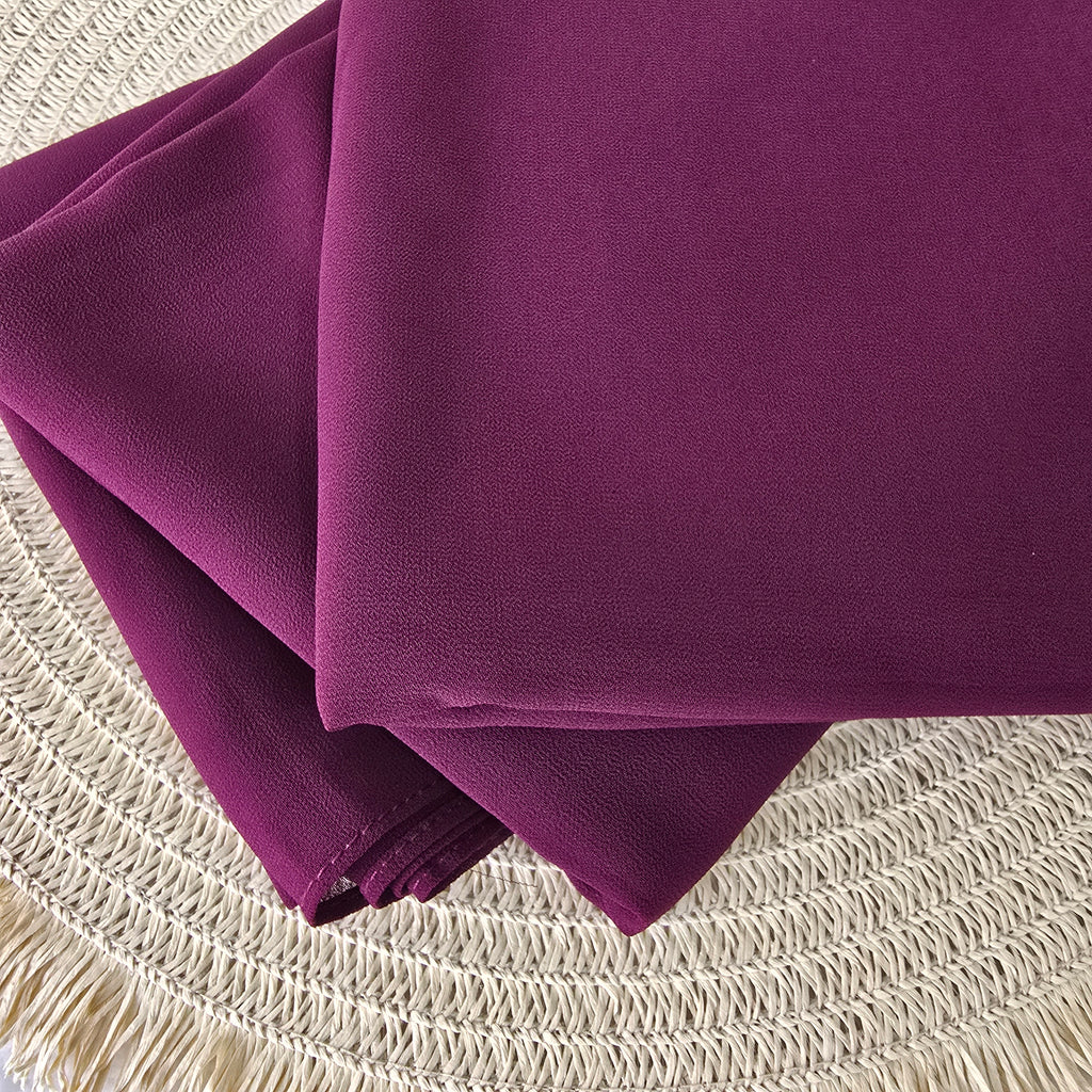 1pc Women's Chiffon Hijab Deep Plum, Solid Color Knitted Scarf, Chiffon Hijab, Muslim Prayer Headwrap, Suitable For All Seasons