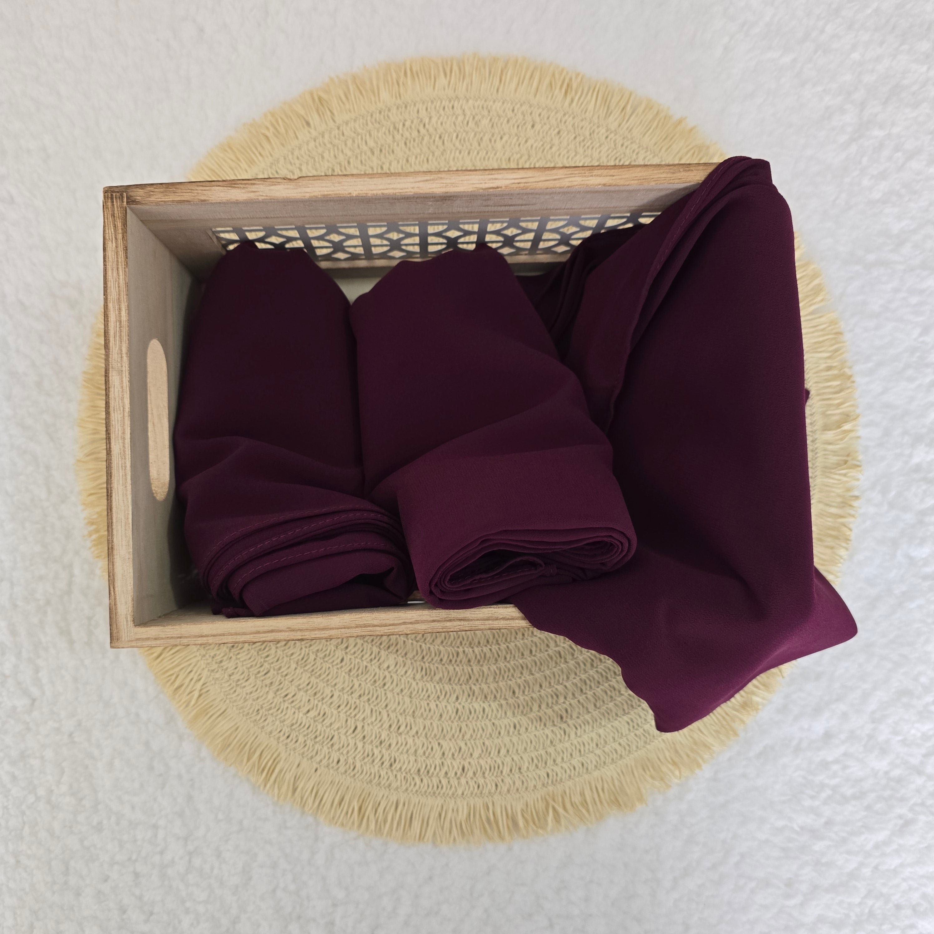 1pc Women's Chiffon Hijab Deep Plum, Solid Color Knitted Scarf, Chiffon Hijab, Muslim Prayer Headwrap, Suitable For All Seasons