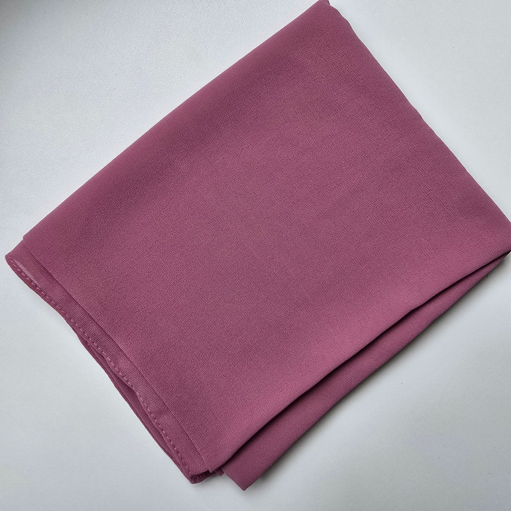 1pc Women's Chiffon Hijab Deep Rose, Solid Color Knitted Scarf, Chiffon Hijab, Muslim Prayer Headwrap, Suitable For All Seasons