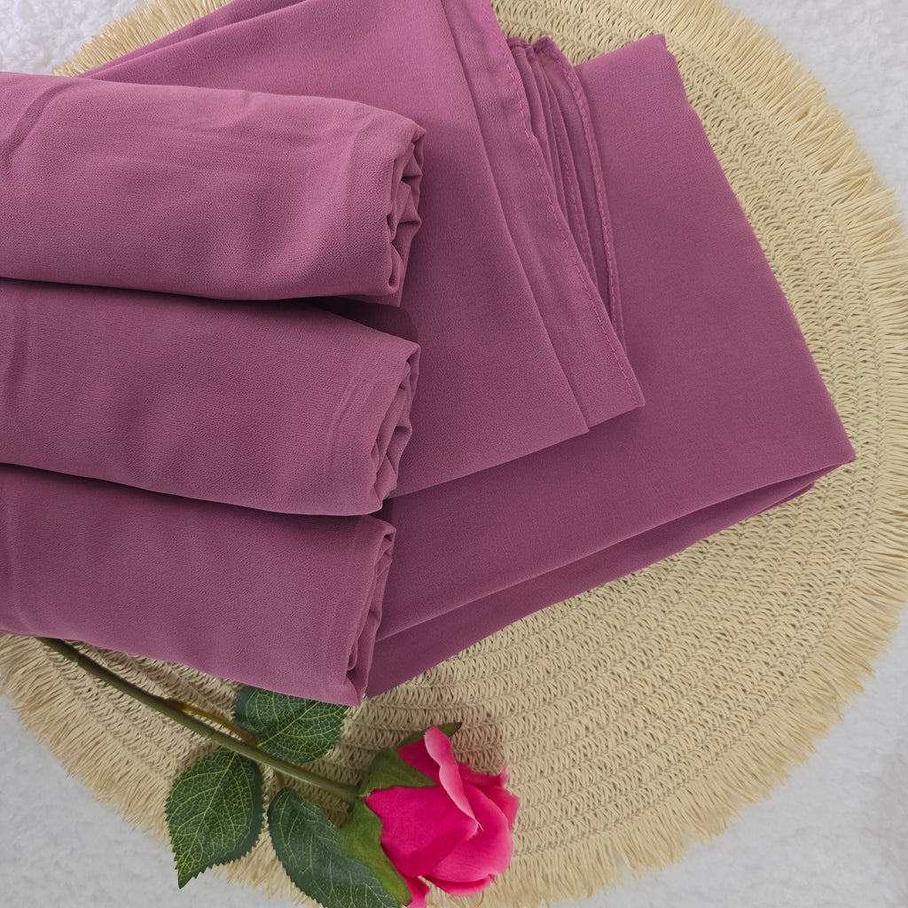 1pc Women's Chiffon Hijab Deep Rose, Solid Color Knitted Scarf, Chiffon Hijab, Muslim Prayer Headwrap, Suitable For All Seasons