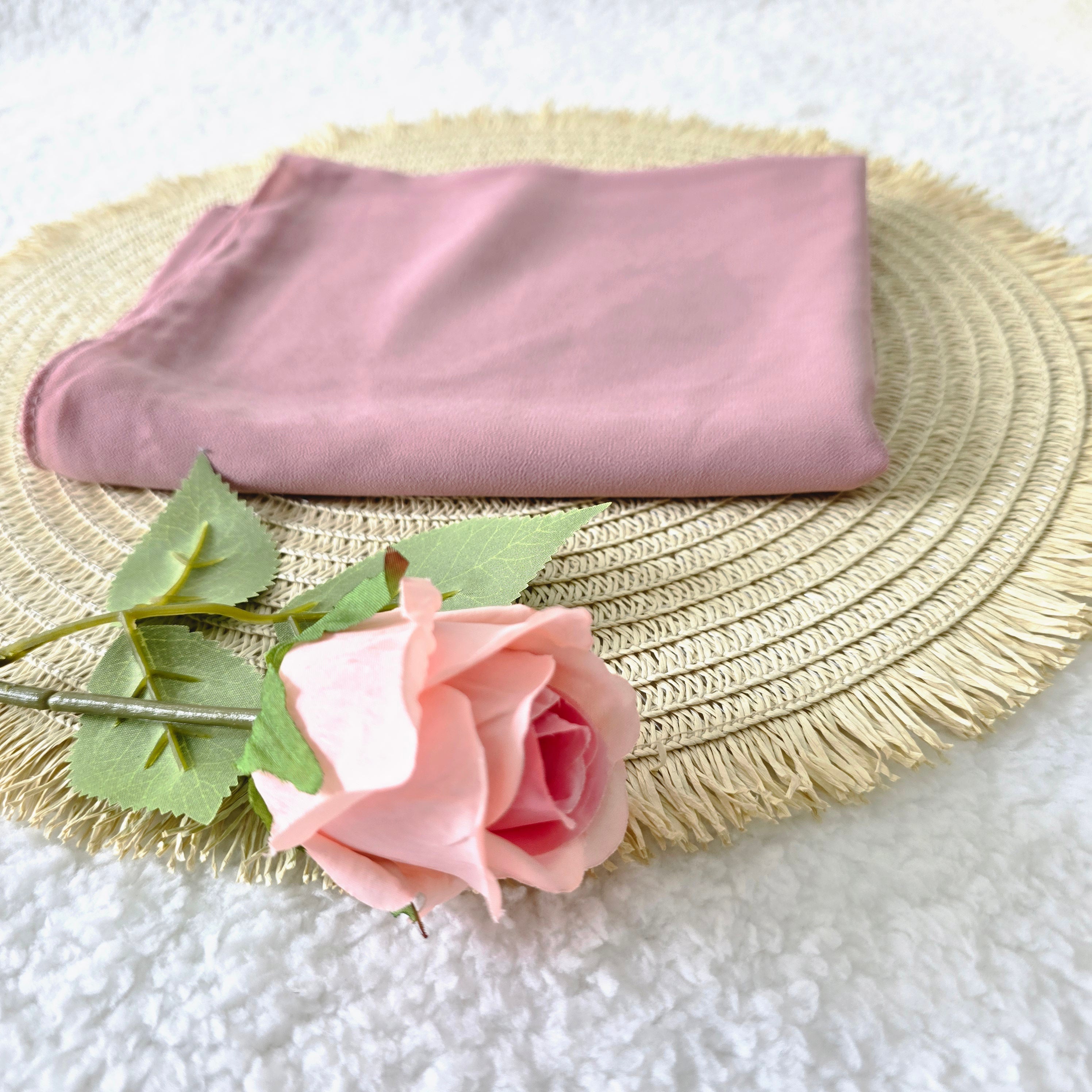 1pc Women's Chiffon Hijab Dusty Mauve, Solid Color Knitted Scarf, Chiffon Hijab, Muslim Prayer Headwrap, Suitable For All Seasons