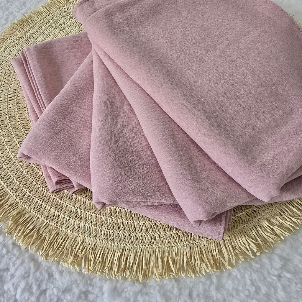 1pc Women's Chiffon Hijab Dusty Rosewood, Solid Color Knitted Scarf, Chiffon Hijab, Muslim Prayer Headwrap, Suitable For All Seasons