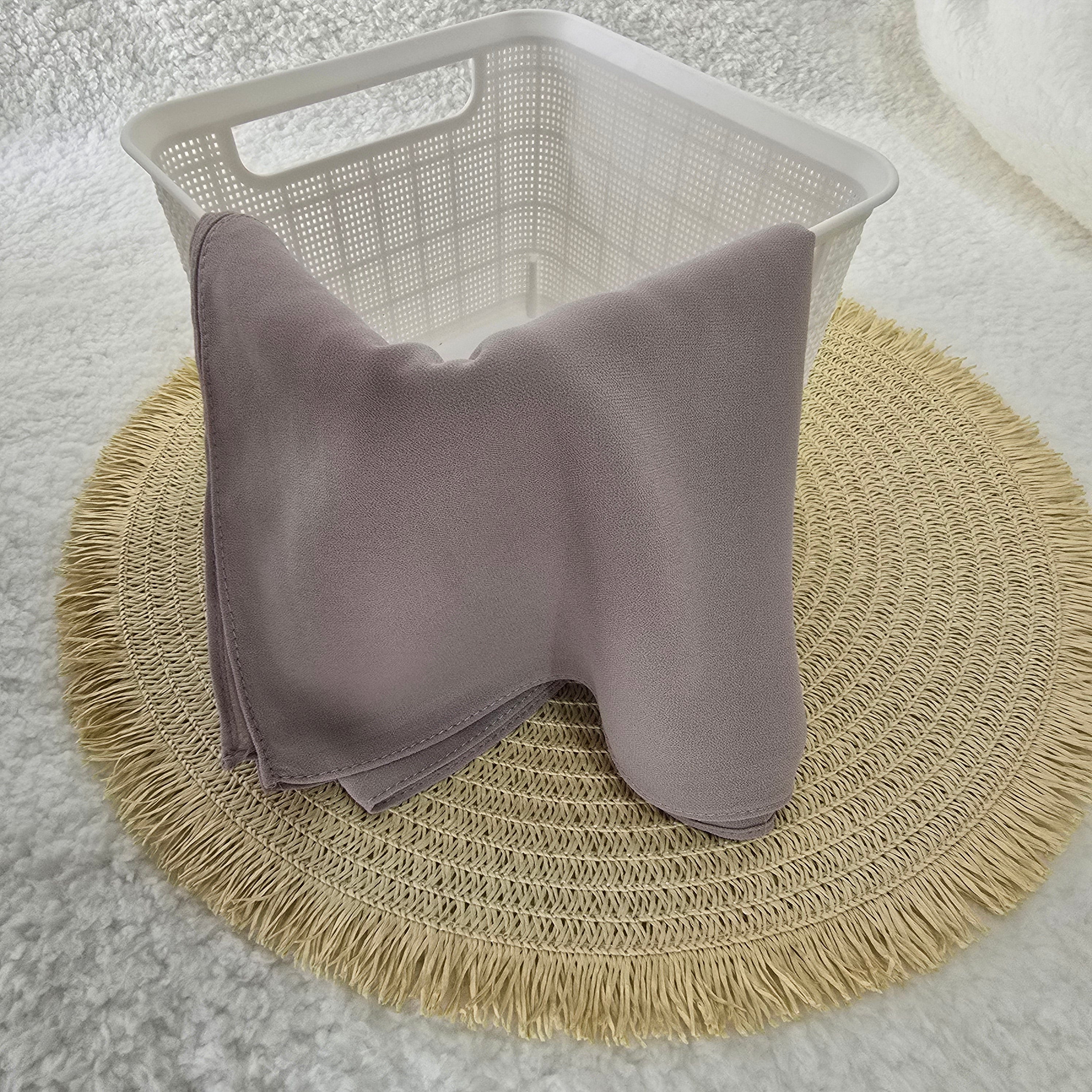 1pc Women's Chiffon Hijab Dusty Violet, Solid Color Knitted Scarf, Chiffon Hijab, Muslim Prayer Headwrap, Suitable For All Seasons