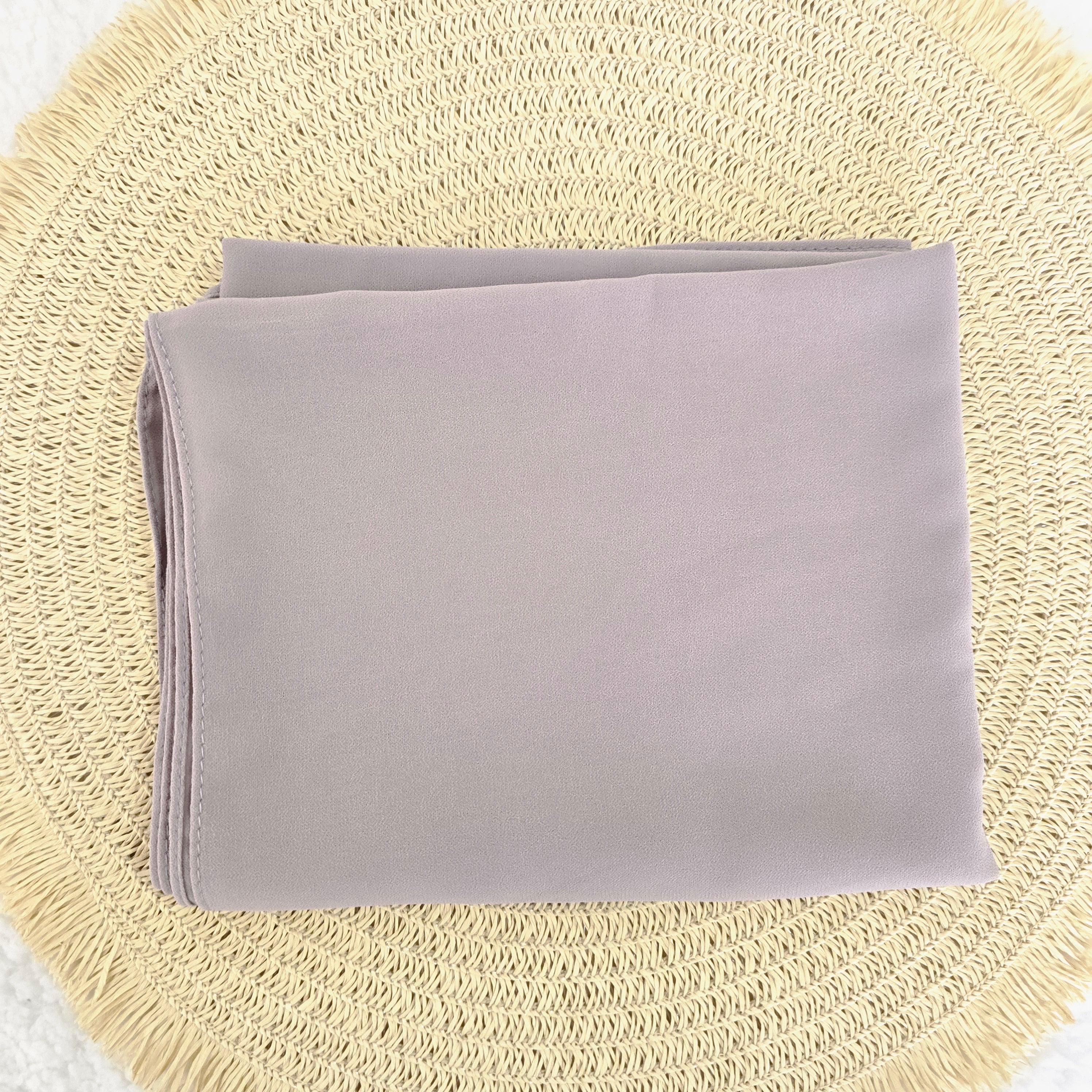 1pc Women's Chiffon Hijab Dusty Violet, Solid Color Knitted Scarf, Chiffon Hijab, Muslim Prayer Headwrap, Suitable For All Seasons