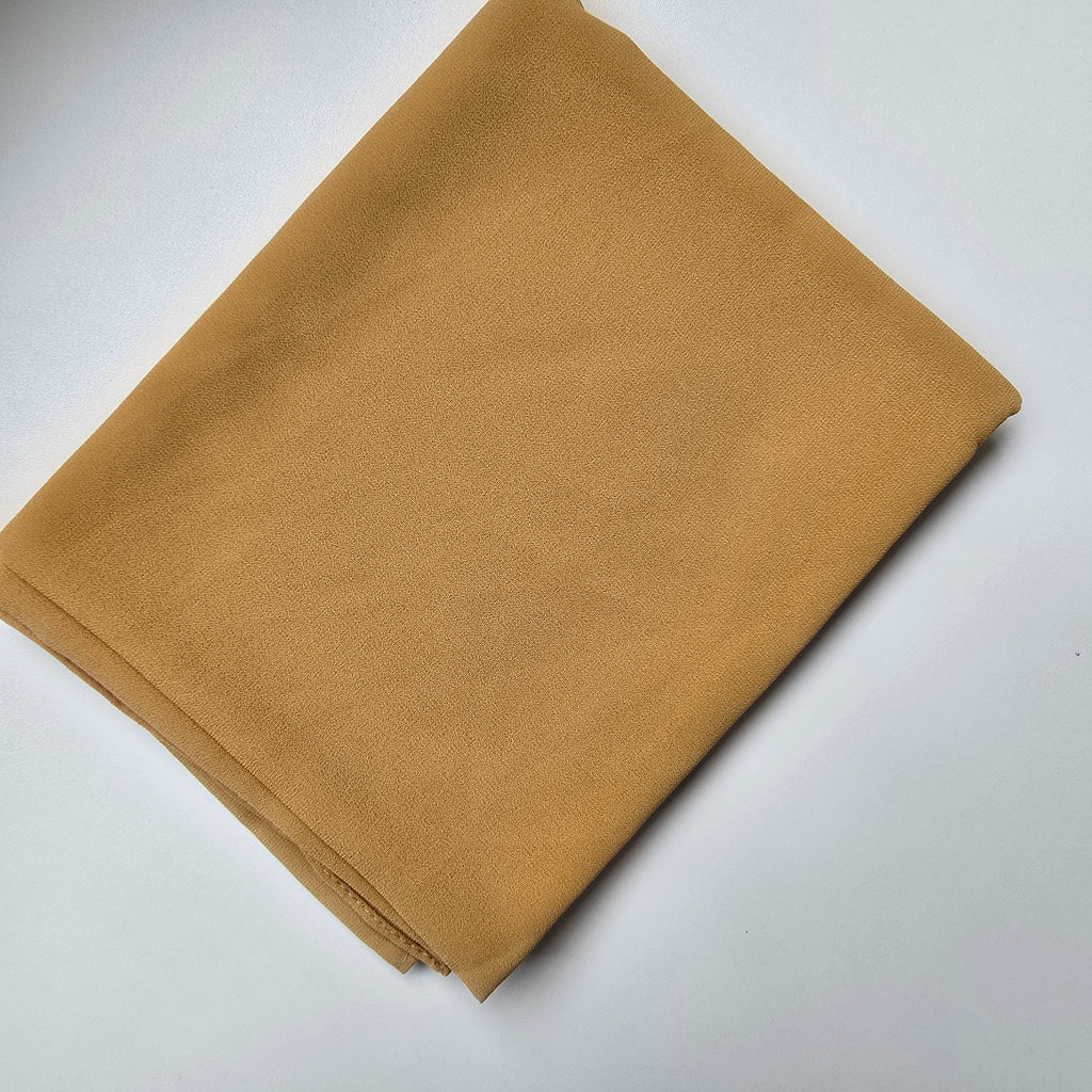 1pc Women's Chiffon Hijab Harvest Gold, Solid Color Knitted Scarf, Chiffon Hijab, Muslim Prayer Headwrap, Suitable For All Seasons