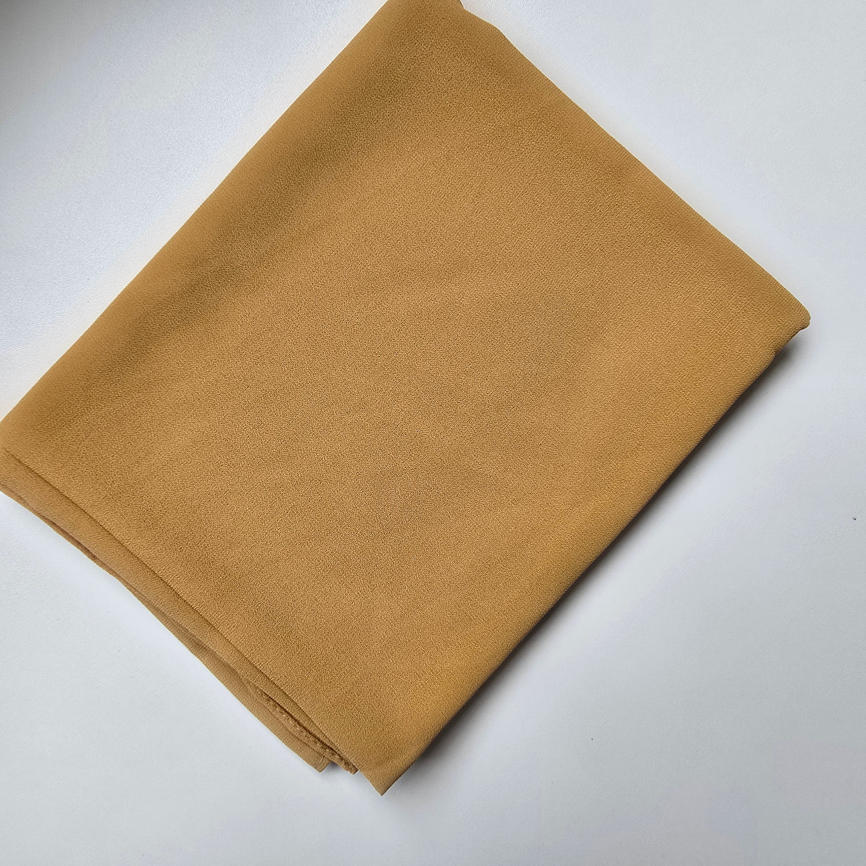 1pc Women's Chiffon Hijab Harvest Gold, Solid Color Knitted Scarf, Chiffon Hijab, Muslim Prayer Headwrap, Suitable For All Seasons