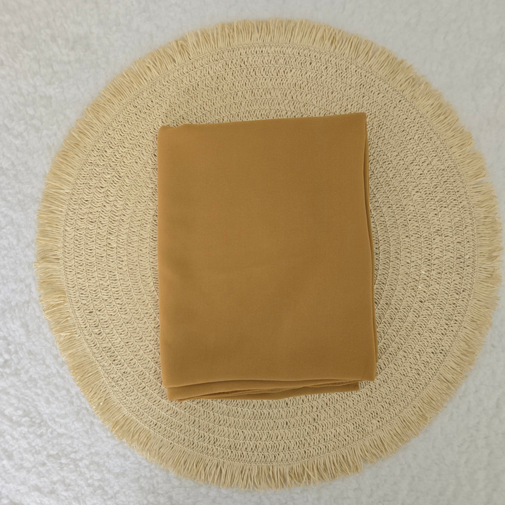 1pc Women's Chiffon Hijab Harvest Gold, Solid Color Knitted Scarf, Chiffon Hijab, Muslim Prayer Headwrap, Suitable For All Seasons