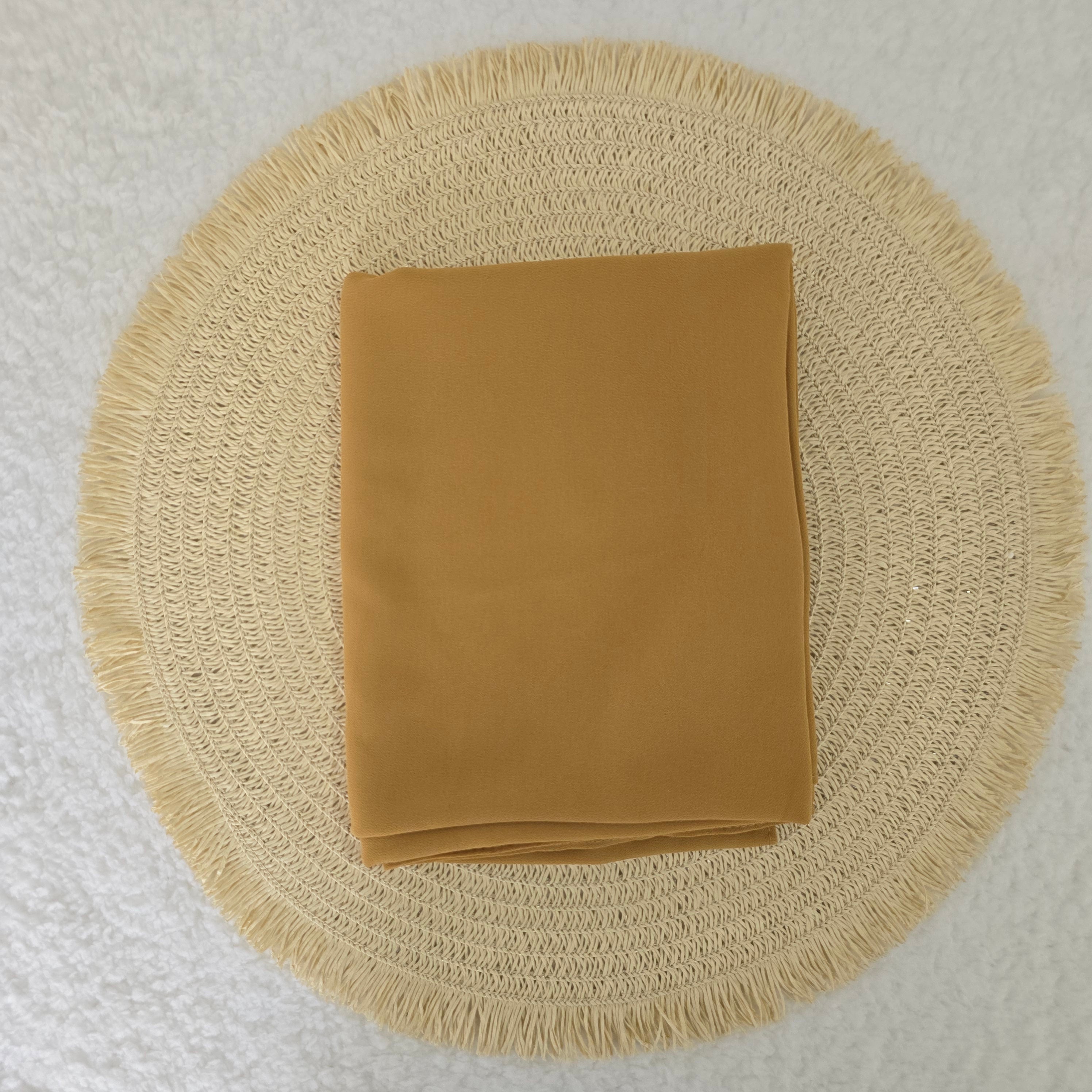 1pc Women's Chiffon Hijab Harvest Gold, Solid Color Knitted Scarf, Chiffon Hijab, Muslim Prayer Headwrap, Suitable For All Seasons