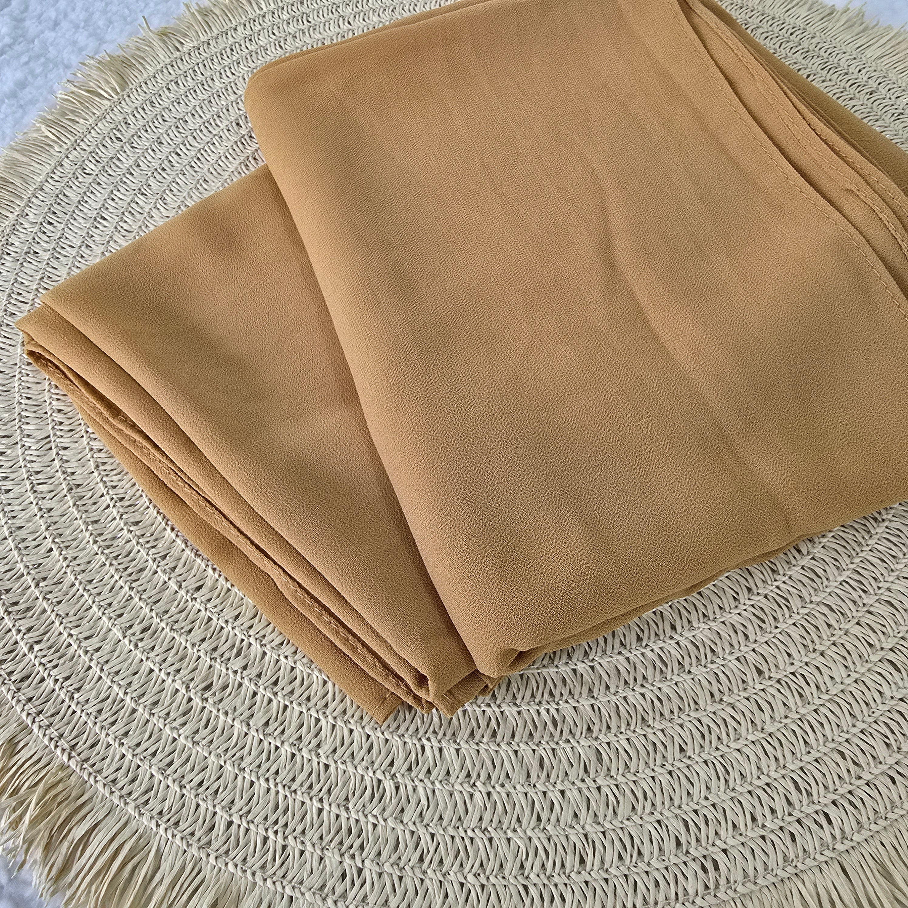 1pc Women's Chiffon Hijab Harvest Gold, Solid Color Knitted Scarf, Chiffon Hijab, Muslim Prayer Headwrap, Suitable For All Seasons