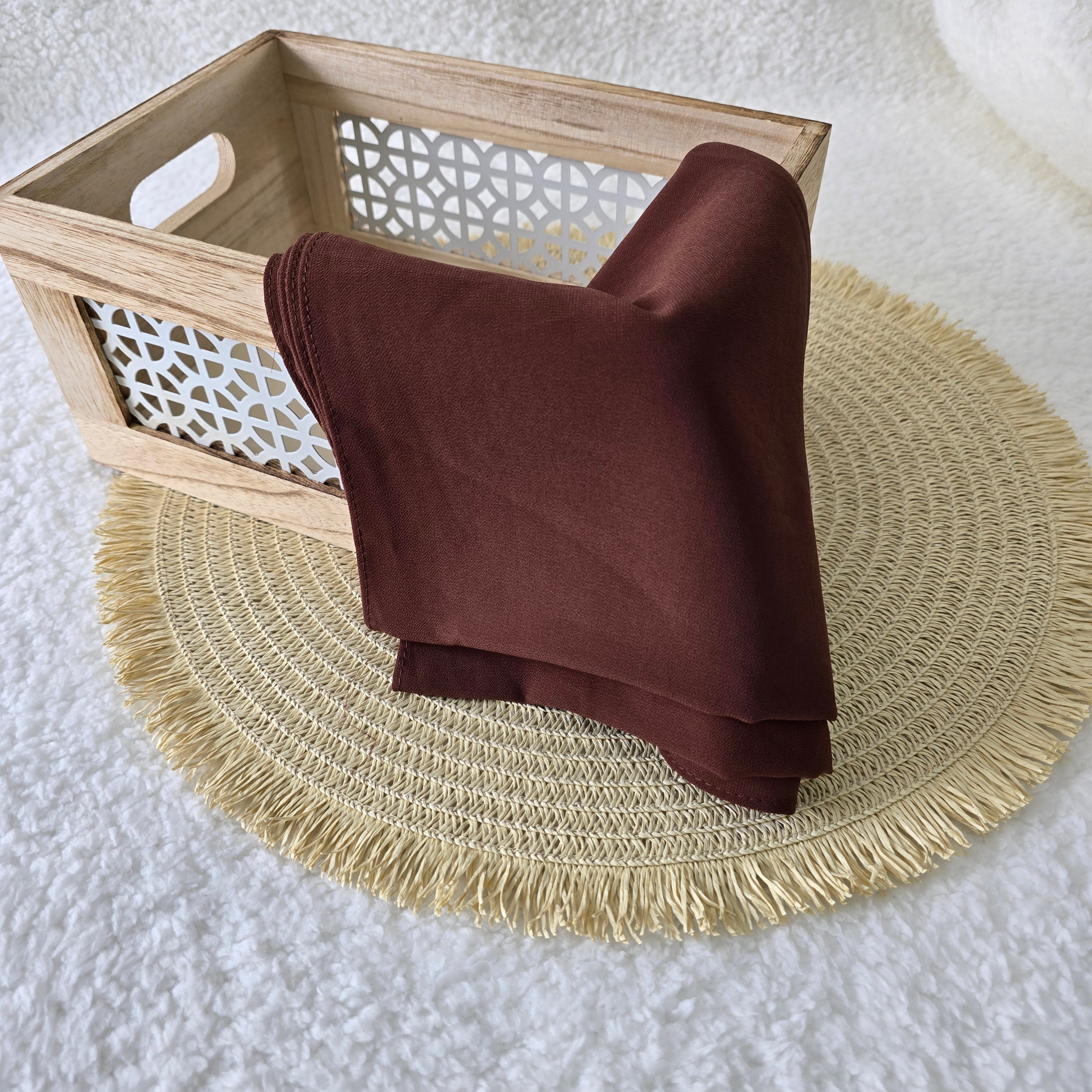 1pc Women's Chiffon Hijab Mahogany, Solid Color Knitted Scarf, Chiffon Hijab, Muslim Prayer Headwrap, Suitable For All Seasons