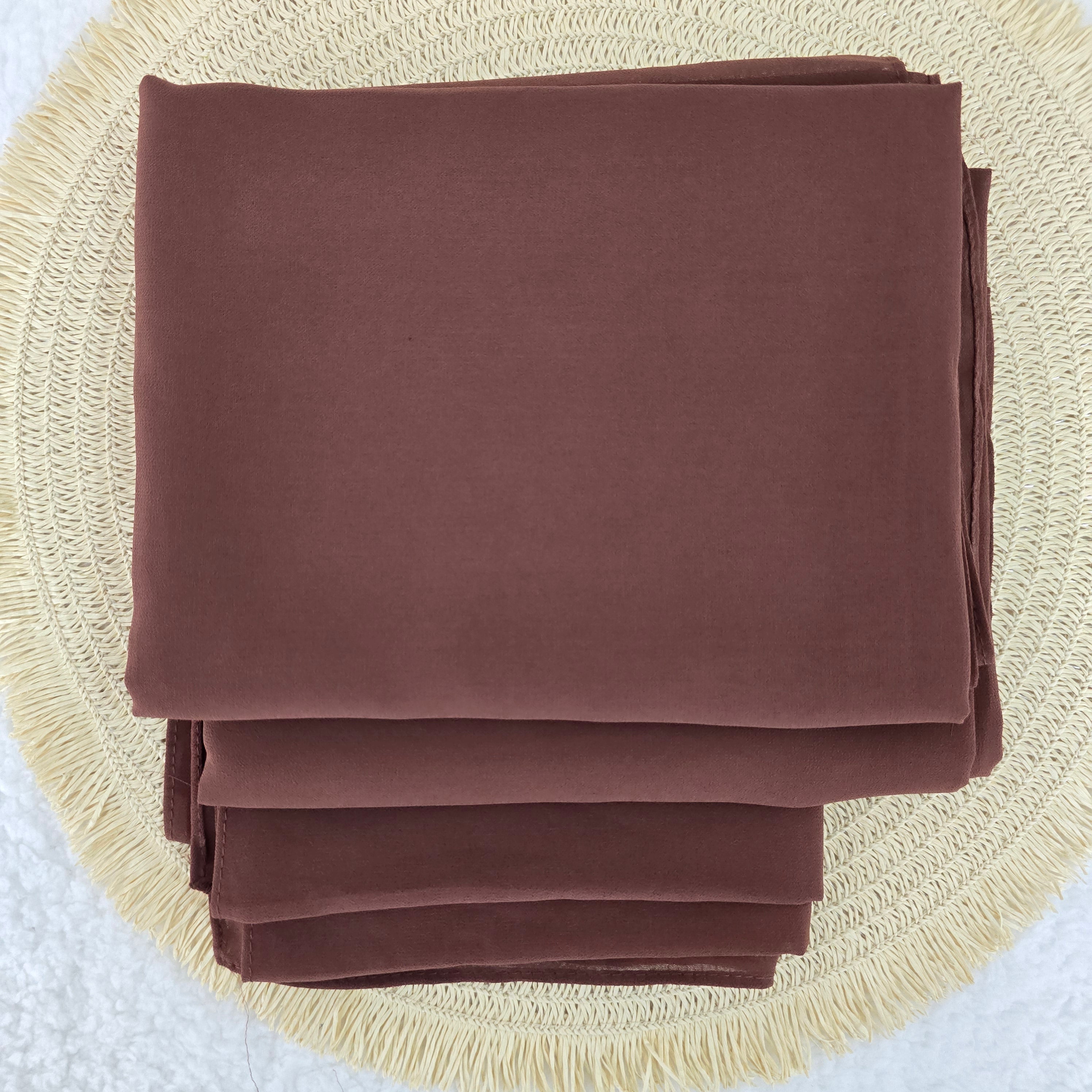 1pc Women's Chiffon Hijab Mahogany, Solid Color Knitted Scarf, Chiffon Hijab, Muslim Prayer Headwrap, Suitable For All Seasons