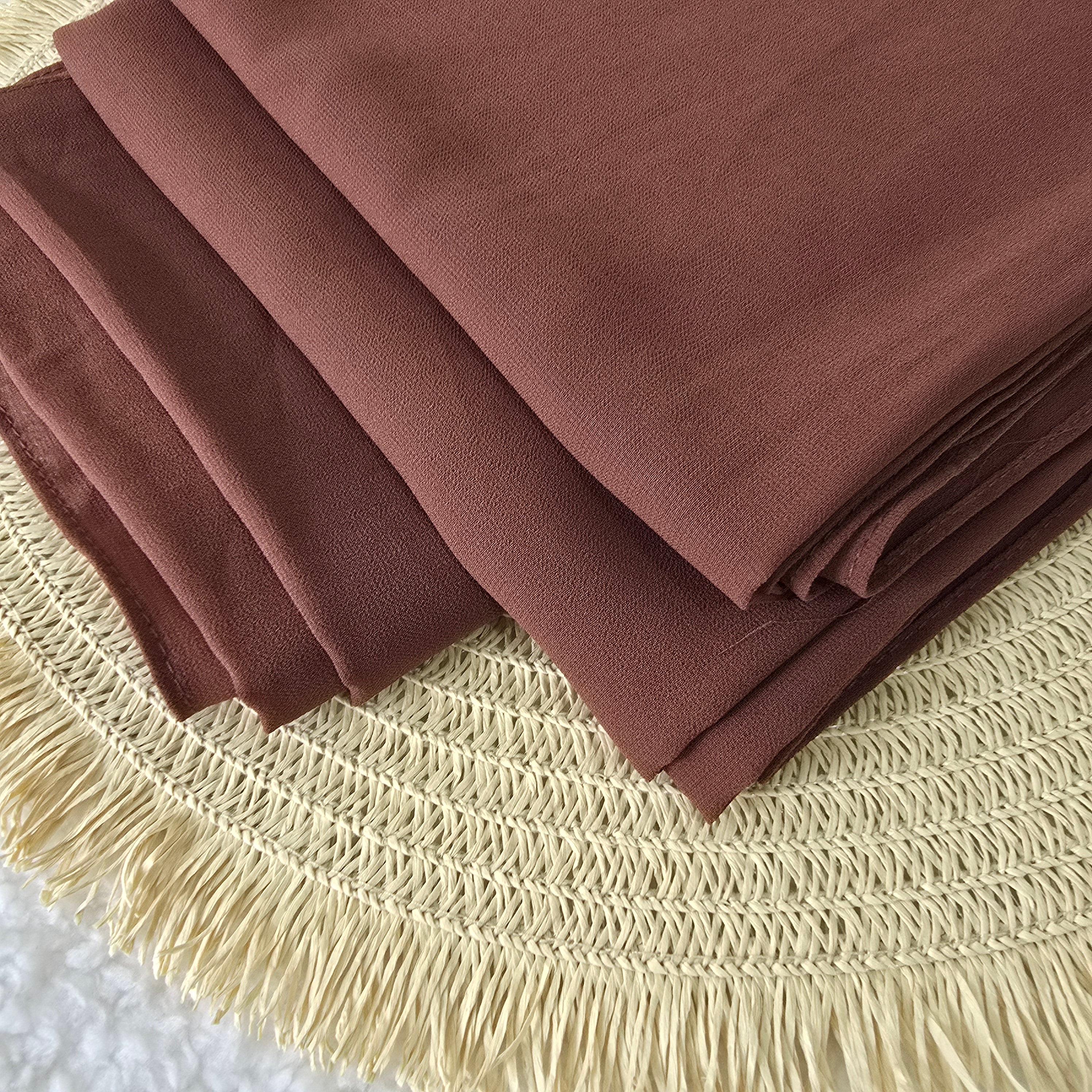 1pc Women's Chiffon Hijab Mahogany, Solid Color Knitted Scarf, Chiffon Hijab, Muslim Prayer Headwrap, Suitable For All Seasons