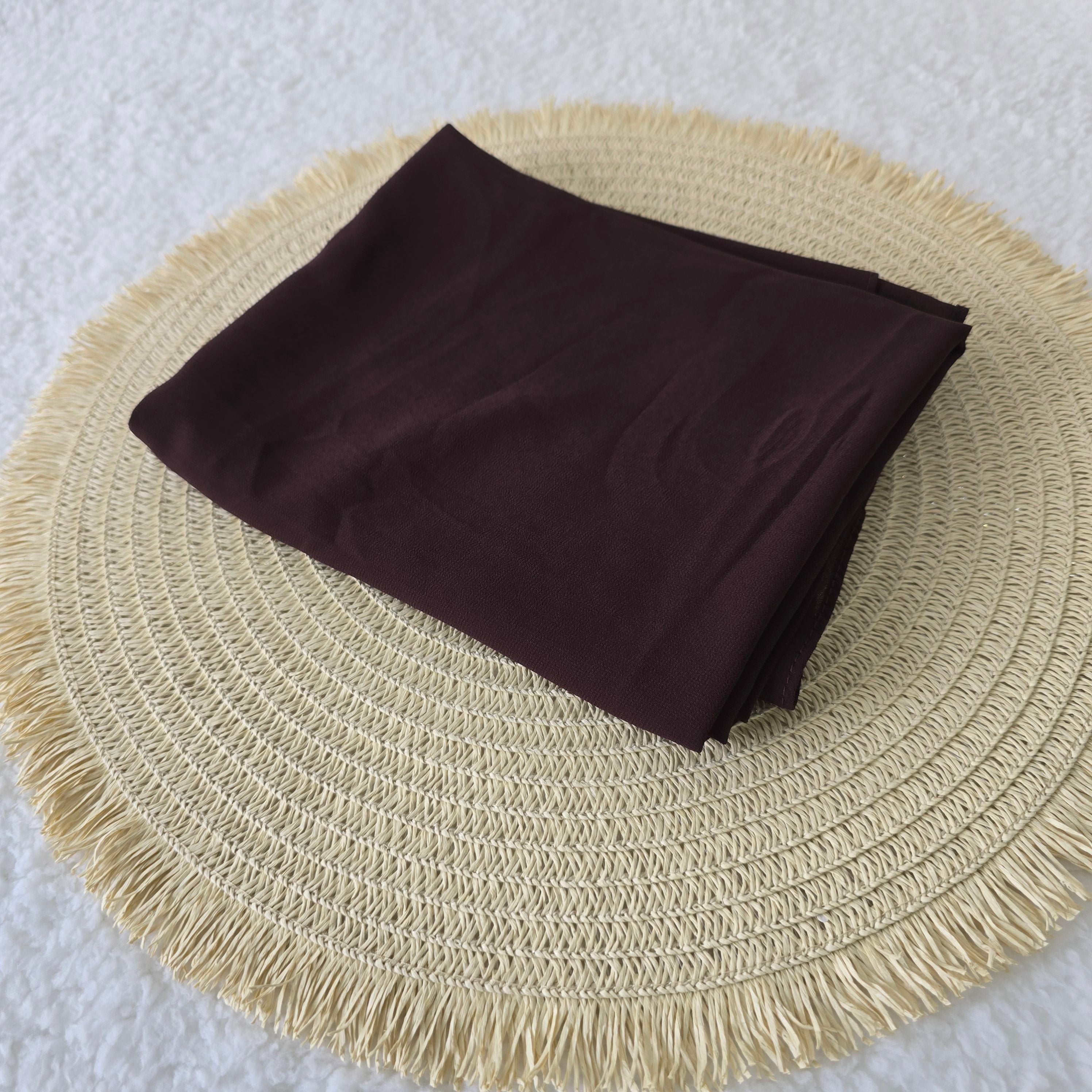 1pc Women's Chiffon Hijab Mahogany Brown, Solid Color Knitted Scarf, Chiffon Hijab, Muslim Prayer Headwrap, Suitable For All Seasons