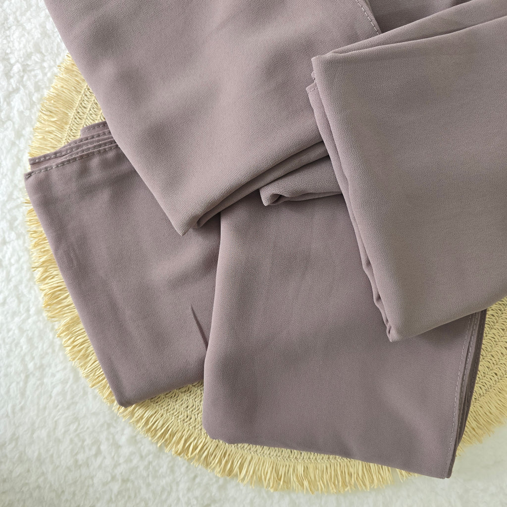 1pc Women's Chiffon Hijab Mauve, Solid Color Knitted Scarf, Chiffon Hijab, Muslim Prayer Headwrap, Suitable For All Seasons