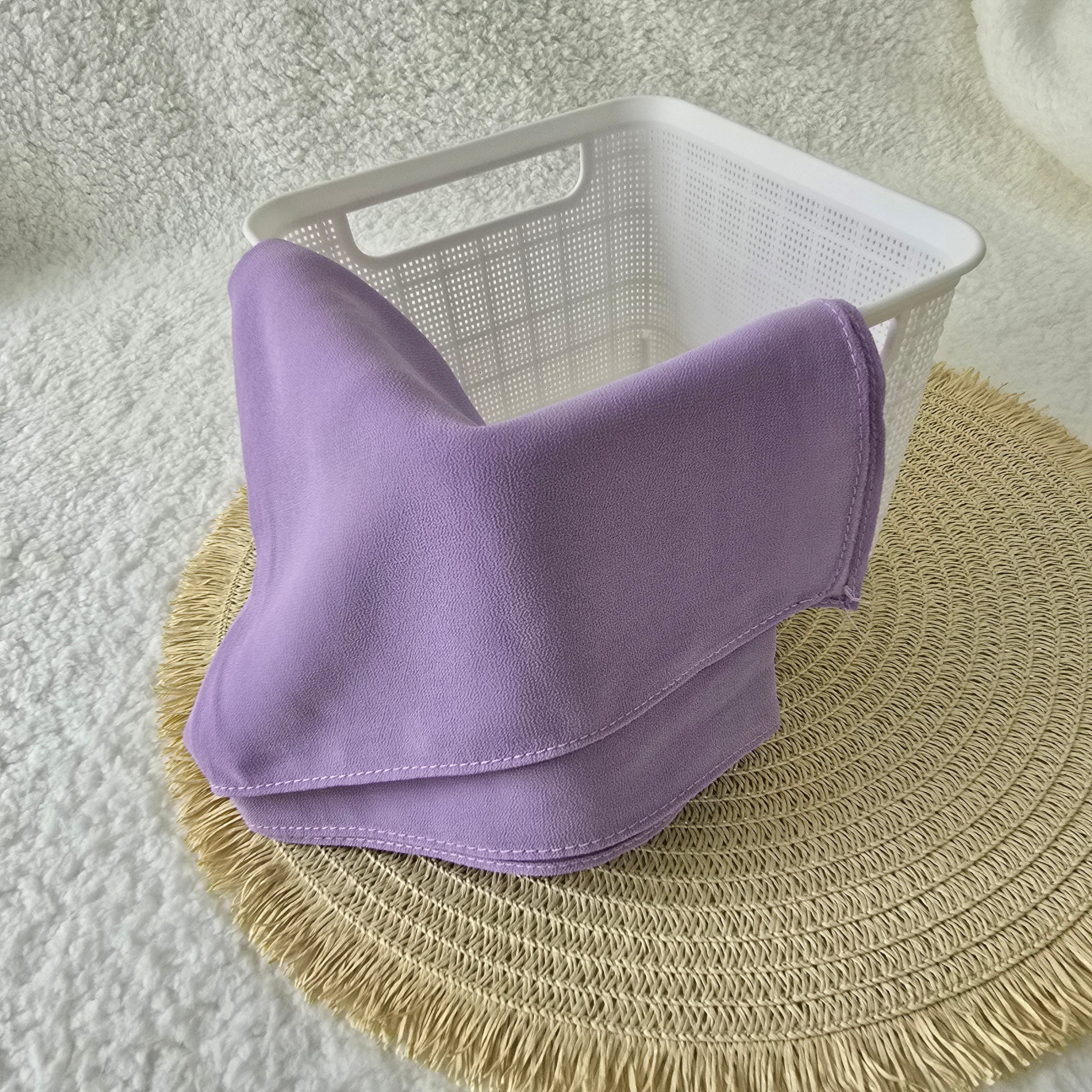 1pc Women's Chiffon Hijab Medium Purple, Solid Color Knitted Scarf, Chiffon Hijab, Muslim Prayer Headwrap, Suitable For All Seasons