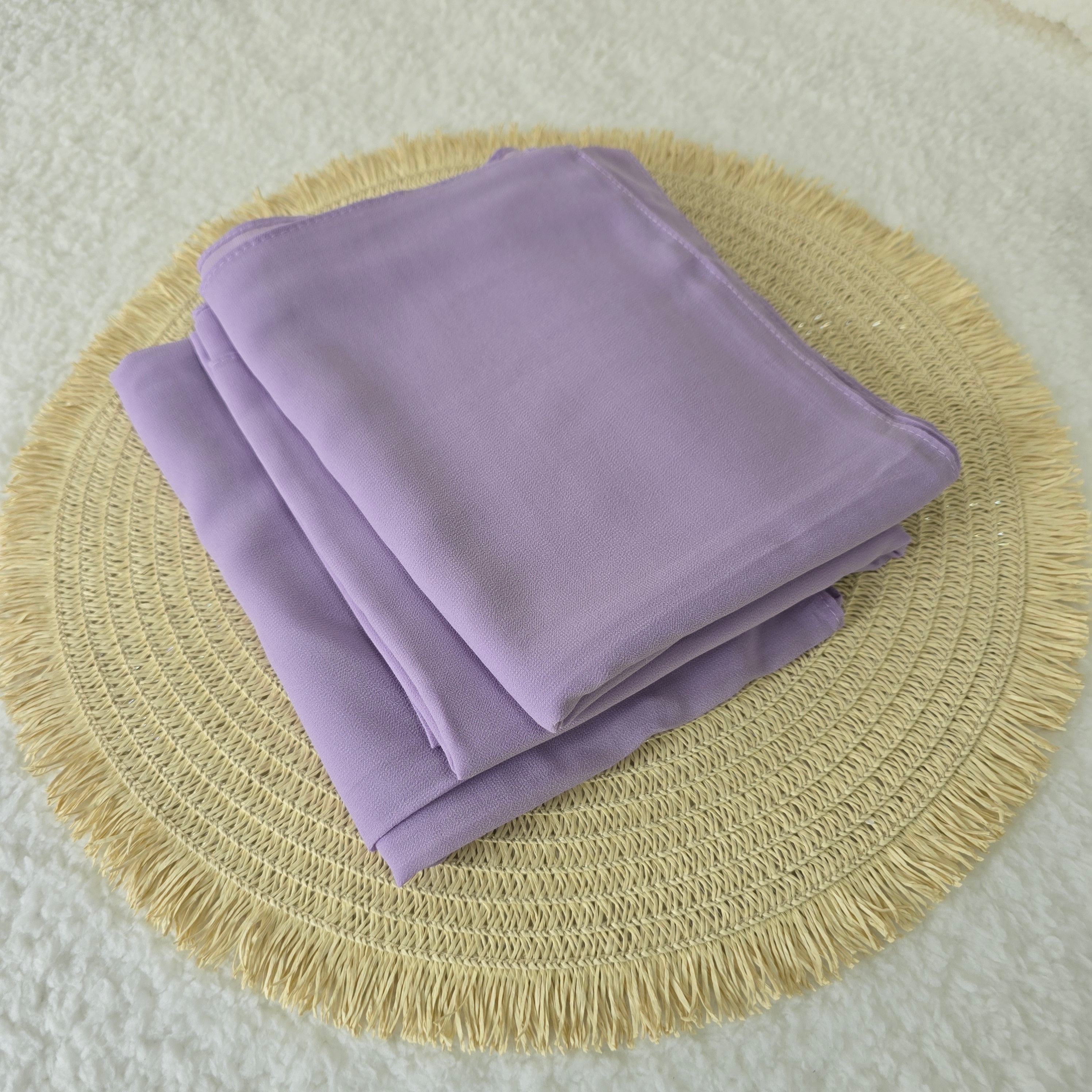 1pc Women's Chiffon Hijab Medium Purple, Solid Color Knitted Scarf, Chiffon Hijab, Muslim Prayer Headwrap, Suitable For All Seasons