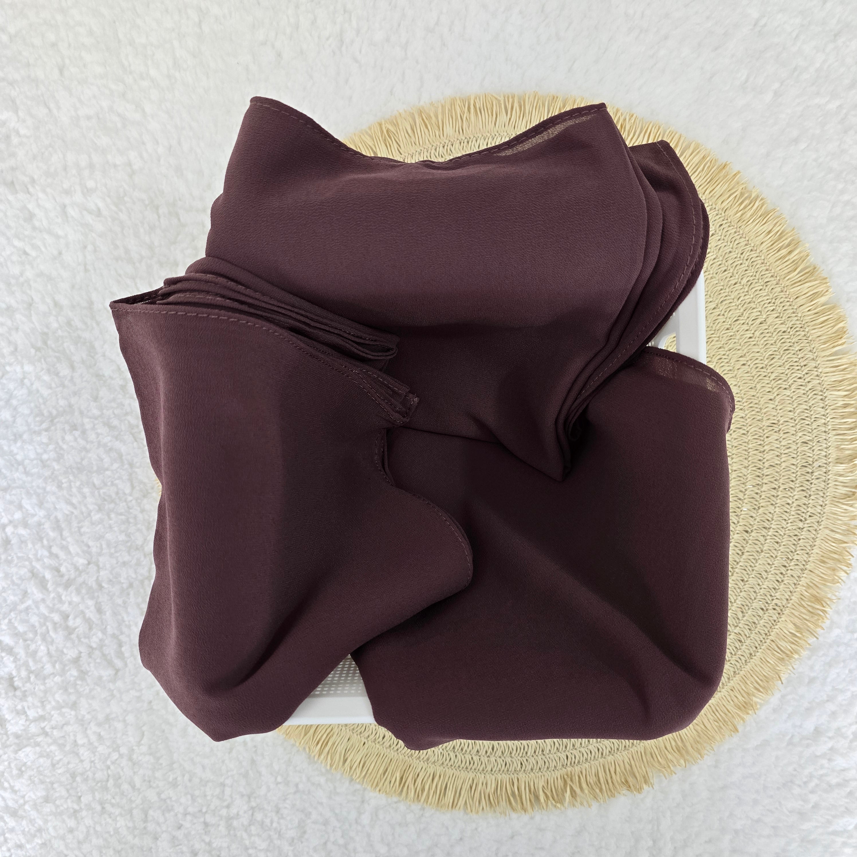 1pc Women's Chiffon Hijab Muted Plum, Solid Color Knitted Scarf, Chiffon Hijab, Muslim Prayer Headwrap, Suitable For All Seasons