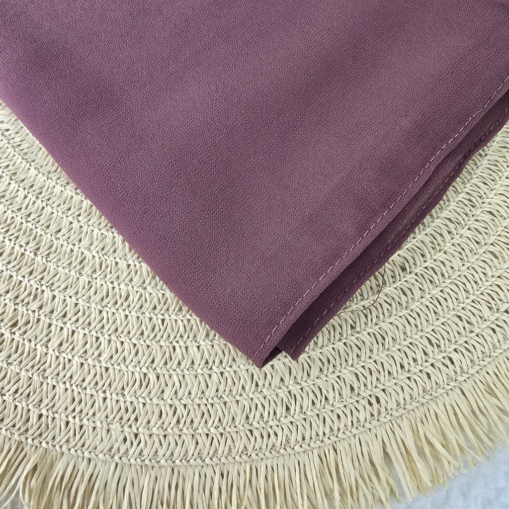 1pc Women's Chiffon Hijab Muted Plum, Solid Color Knitted Scarf, Chiffon Hijab, Muslim Prayer Headwrap, Suitable For All Seasons