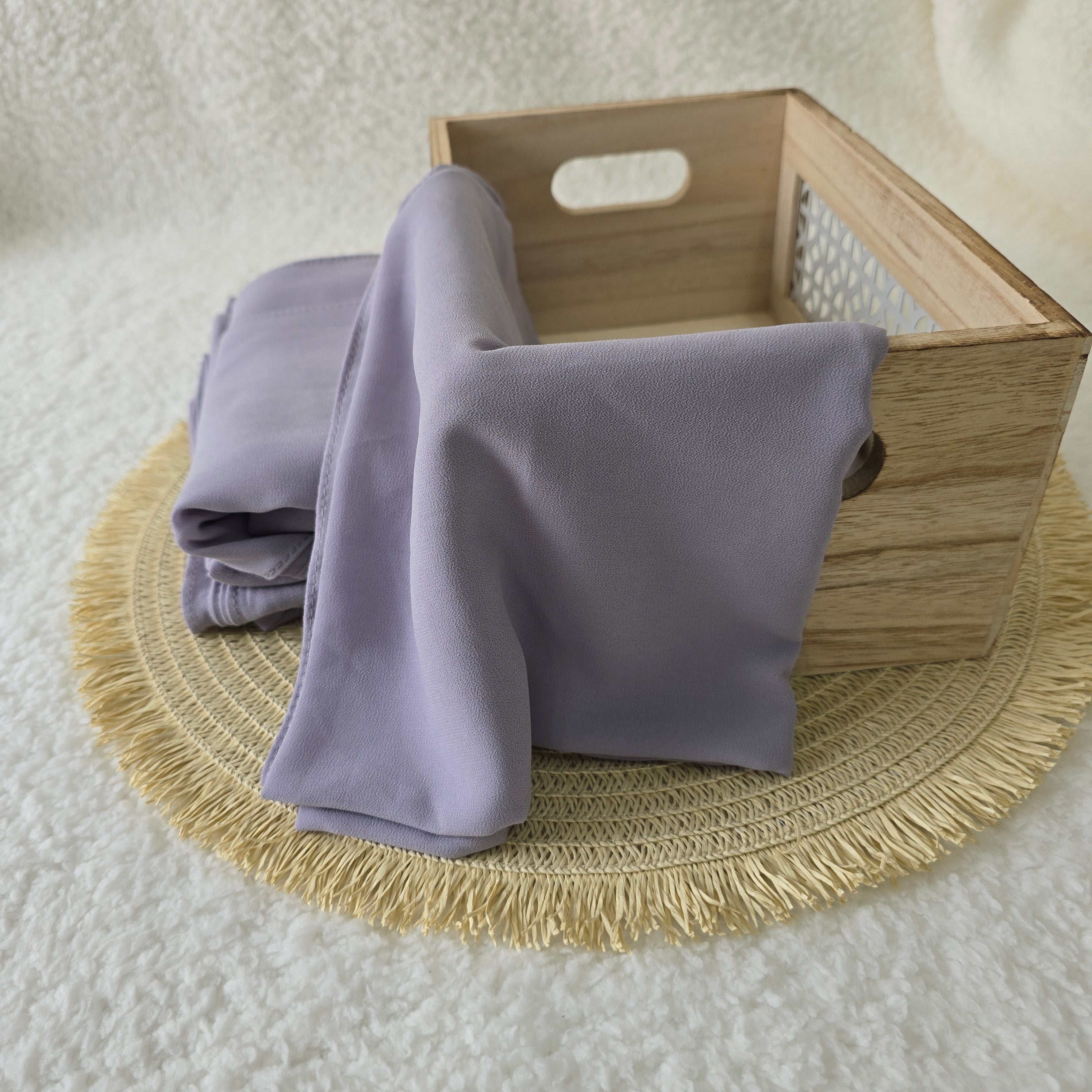 1pc Women's Chiffon Hijab Periwinkle Grey, Solid Color Knitted Scarf, Chiffon Hijab, Muslim Prayer Headwrap, Suitable For All Seasons