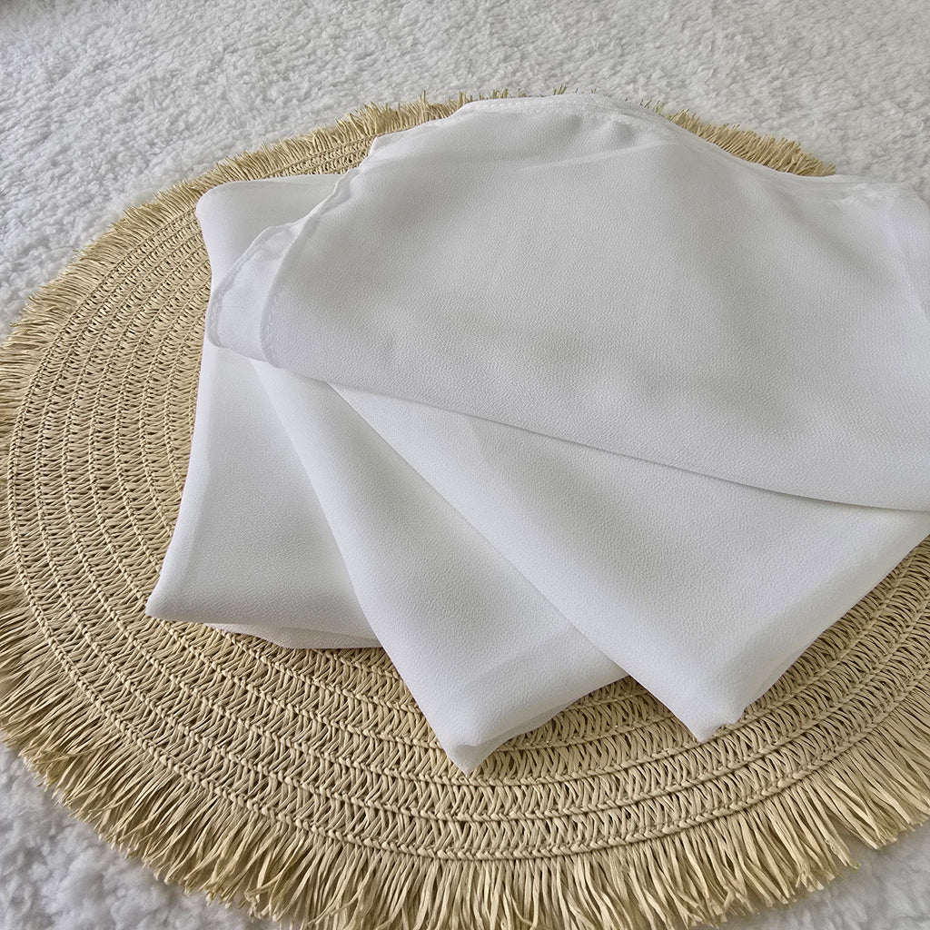 1pc Women's Chiffon Hijab White, Solid Color Knitted Scarf, Chiffon Hijab, Muslim Prayer Headwrap, Suitable For All Seasons