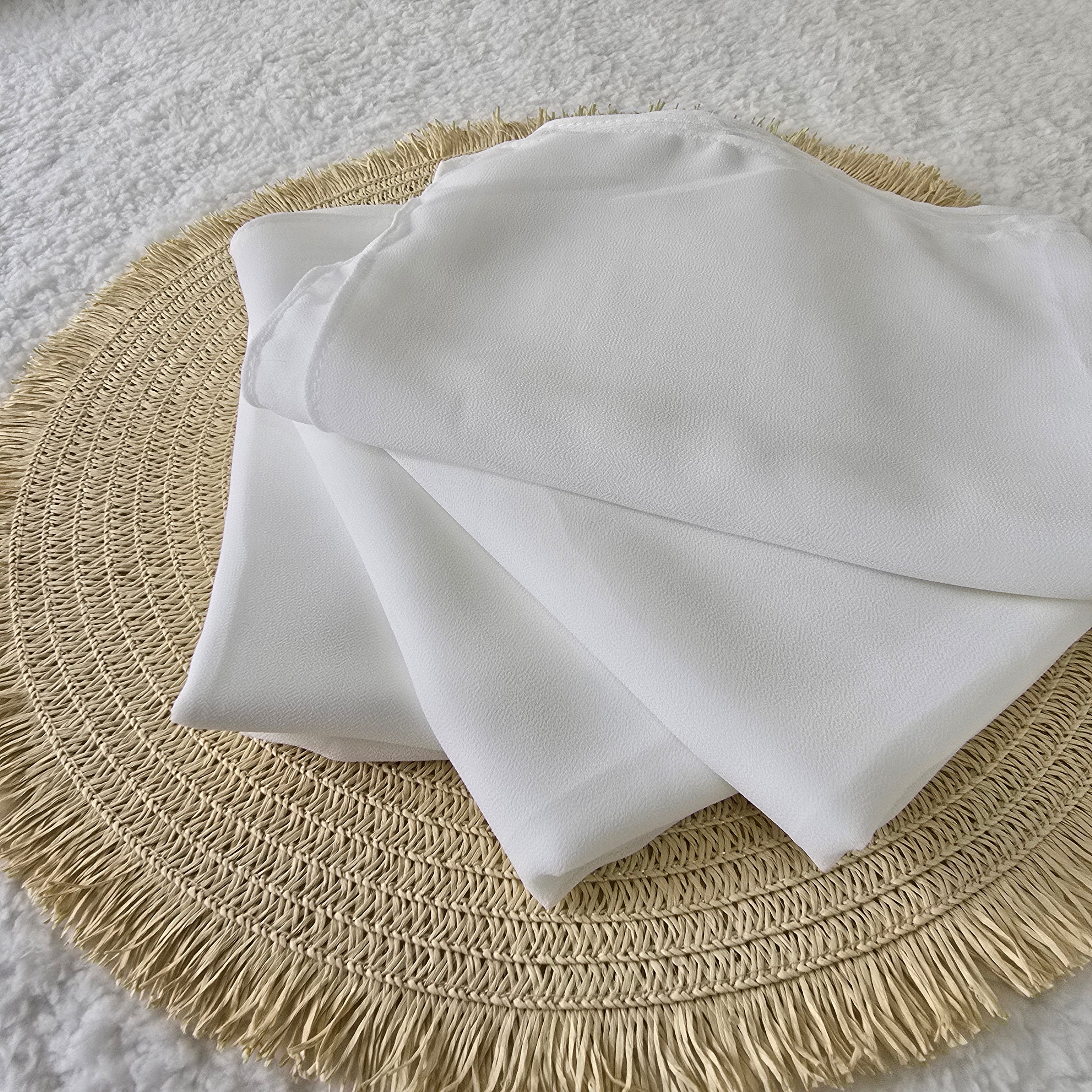 1pc Women's Chiffon Hijab White, Solid Color Knitted Scarf, Chiffon Hijab, Muslim Prayer Headwrap, Suitable For All Seasons