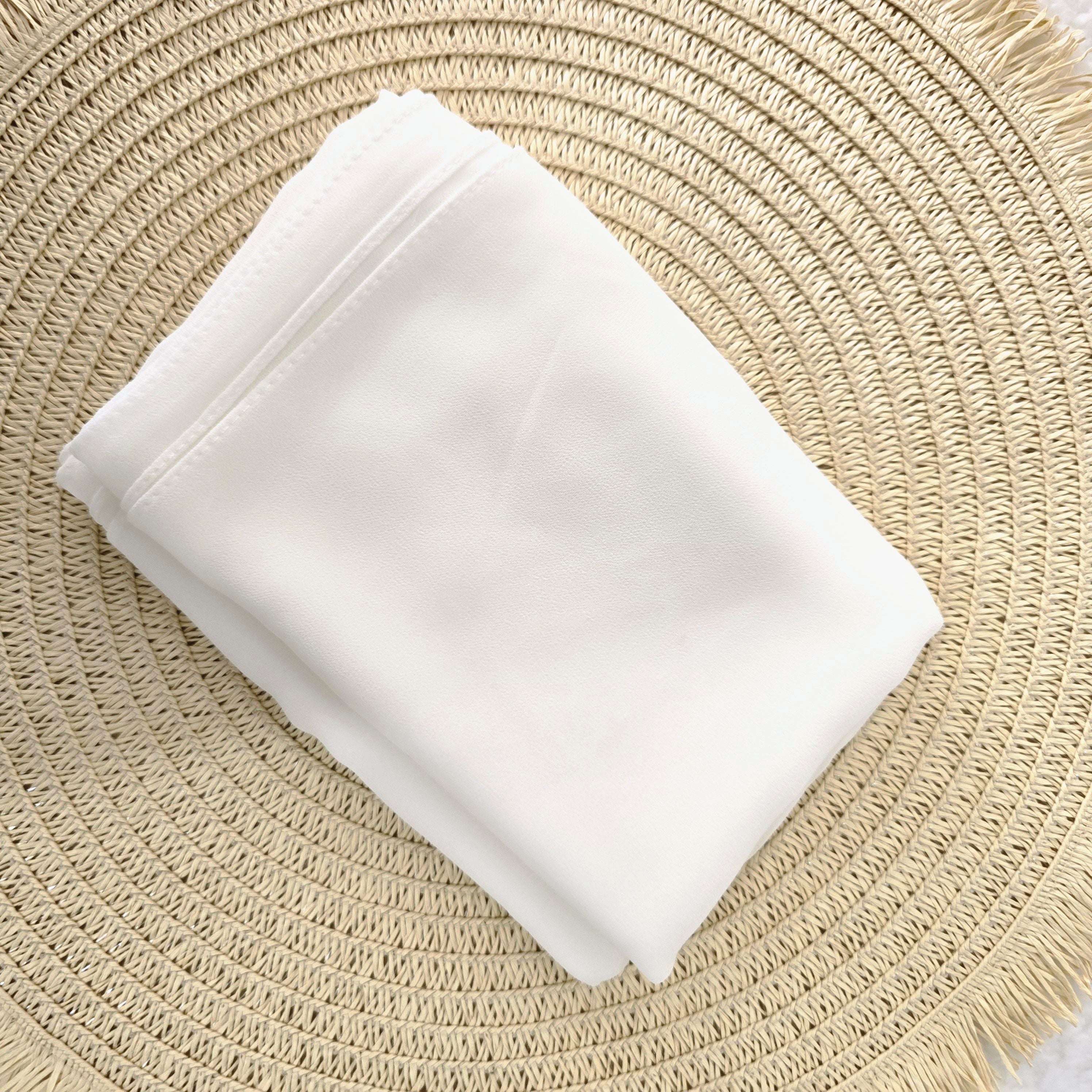 1pc Women's 2Meter Premium Chiffon Hijab Cloud White, Solid Color Knitted Scarf, Chiffon Hijab, Muslim Prayer Headwrap, Suitable For All Seasons