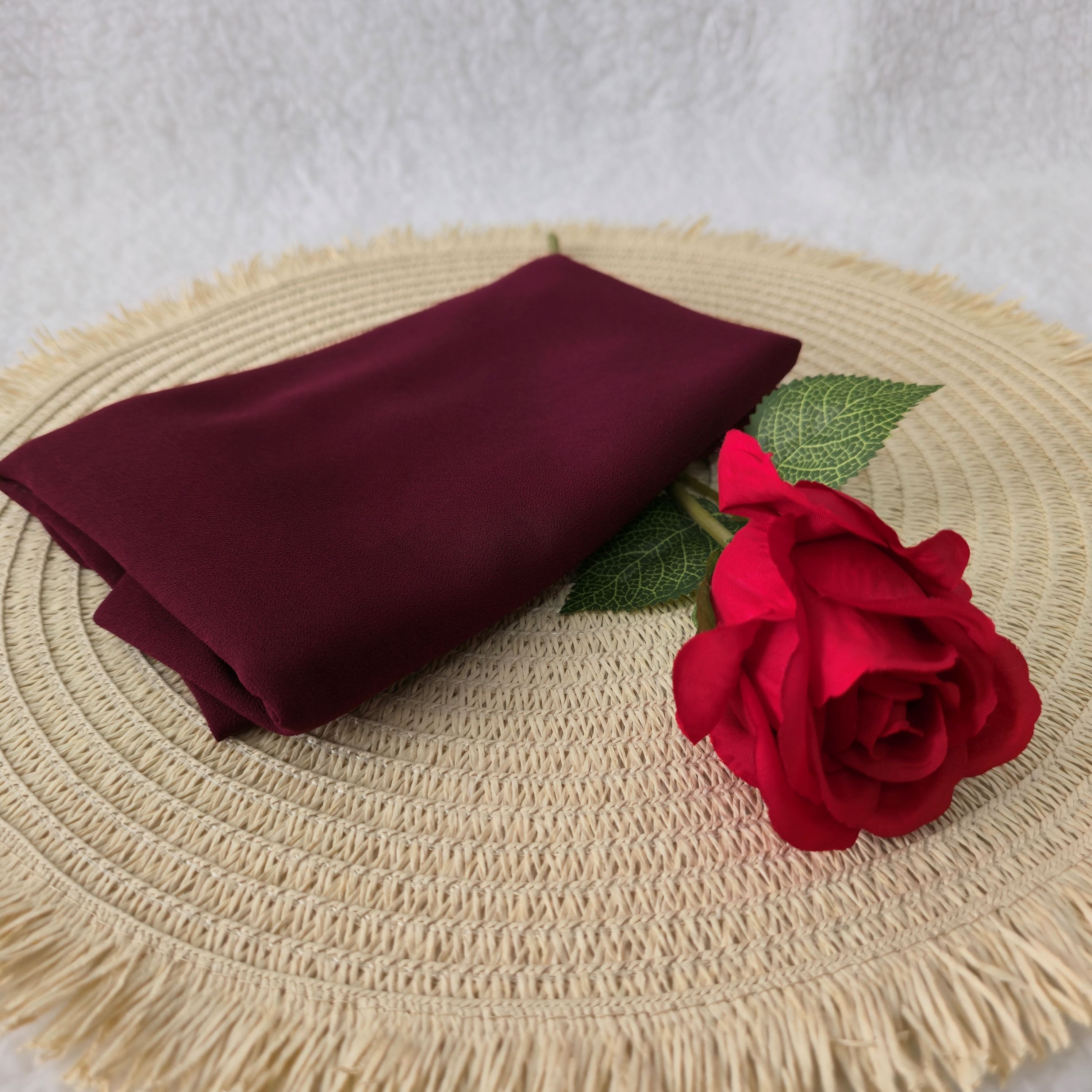 1pc Women's 2Meter Premium Chiffon Hijab Classic Maroon, Solid Color Knitted Scarf, Chiffon Hijab, Muslim Prayer Headwrap, Suitable For All Seasons