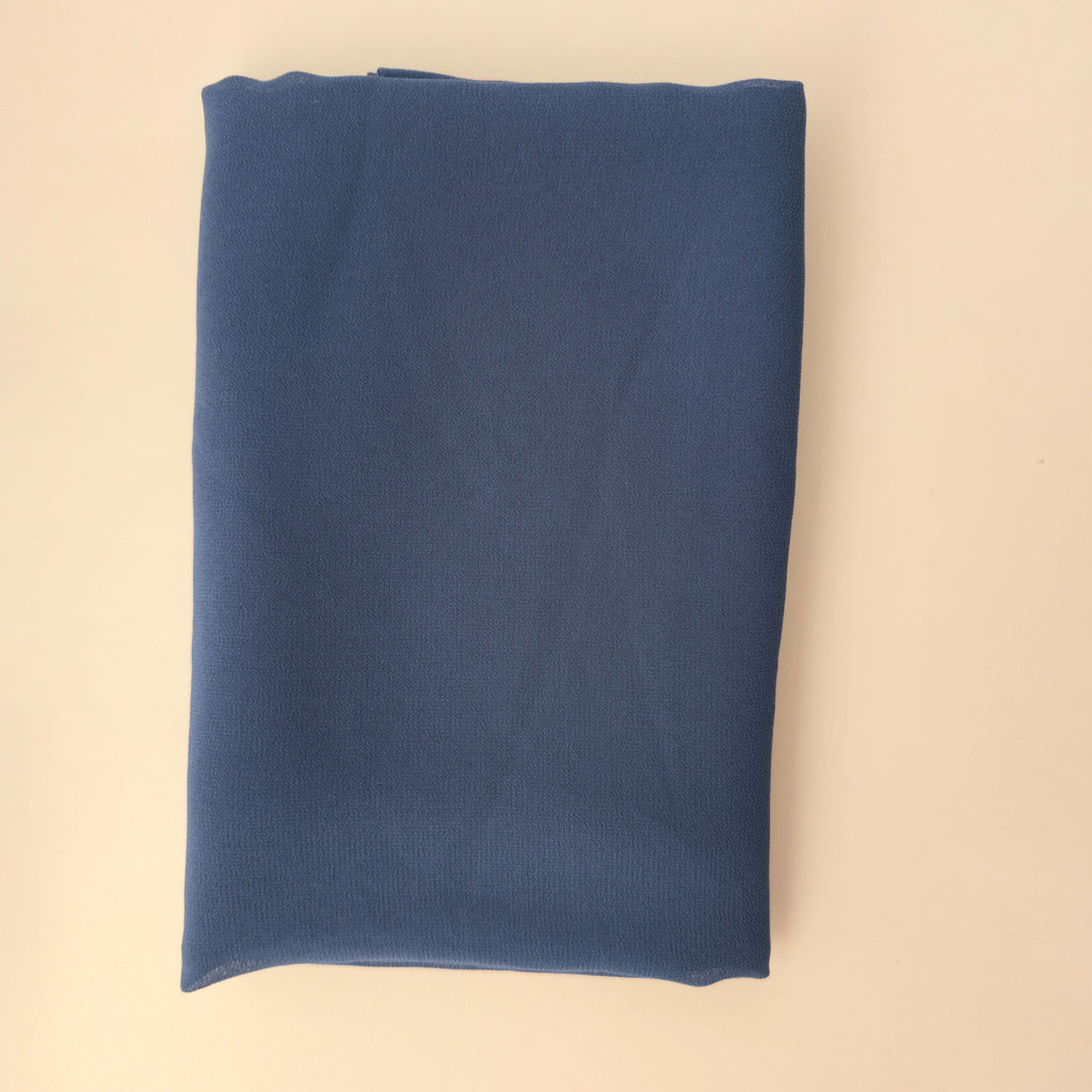 1pc Women's 2Meter Premium Chiffon Hijab Dark Marine, Solid Color Knitted Scarf, Chiffon Hijab, Muslim Prayer Headwrap, Suitable For All Seasons