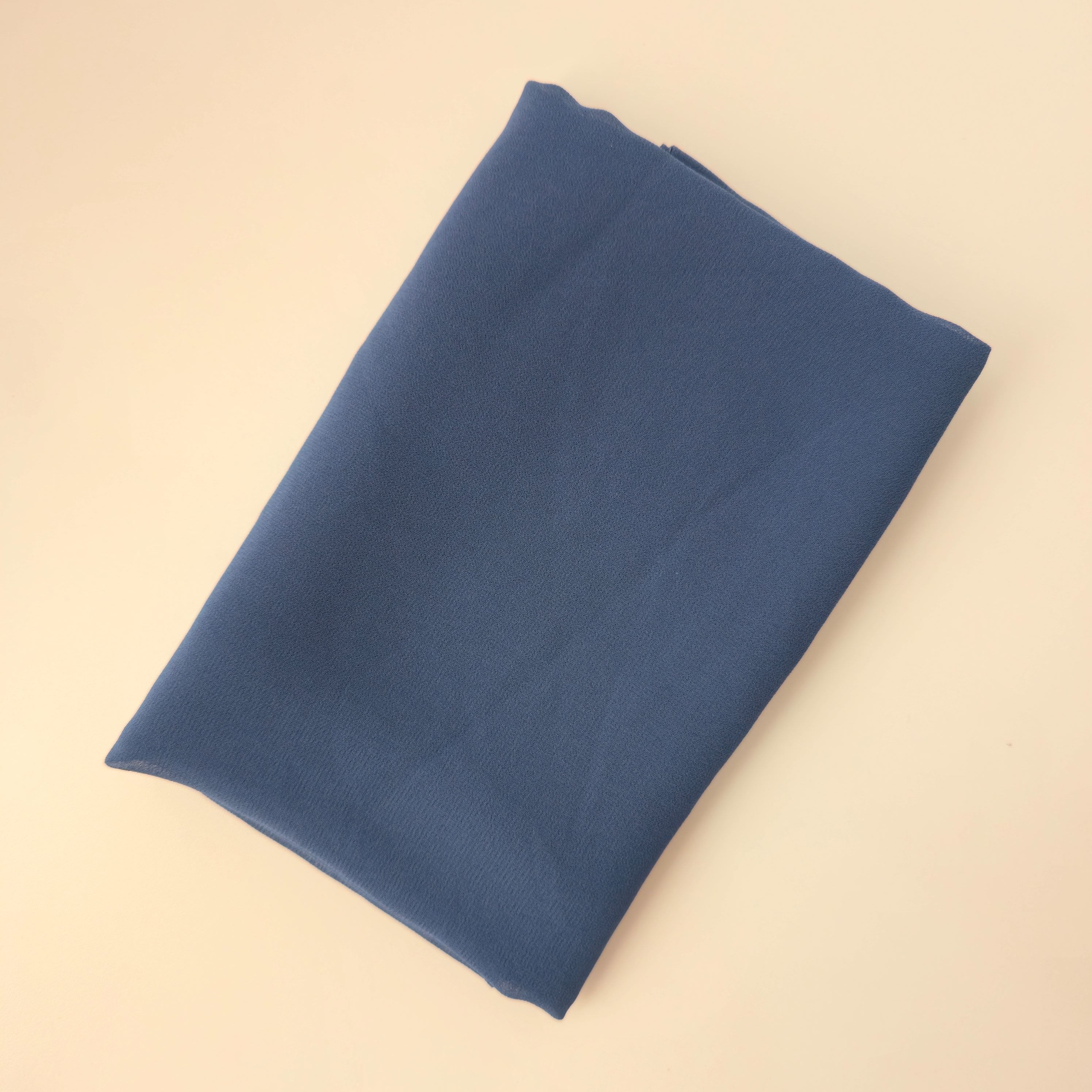 1pc Women's 2Meter Premium Chiffon Hijab Dark Marine, Solid Color Knitted Scarf, Chiffon Hijab, Muslim Prayer Headwrap, Suitable For All Seasons