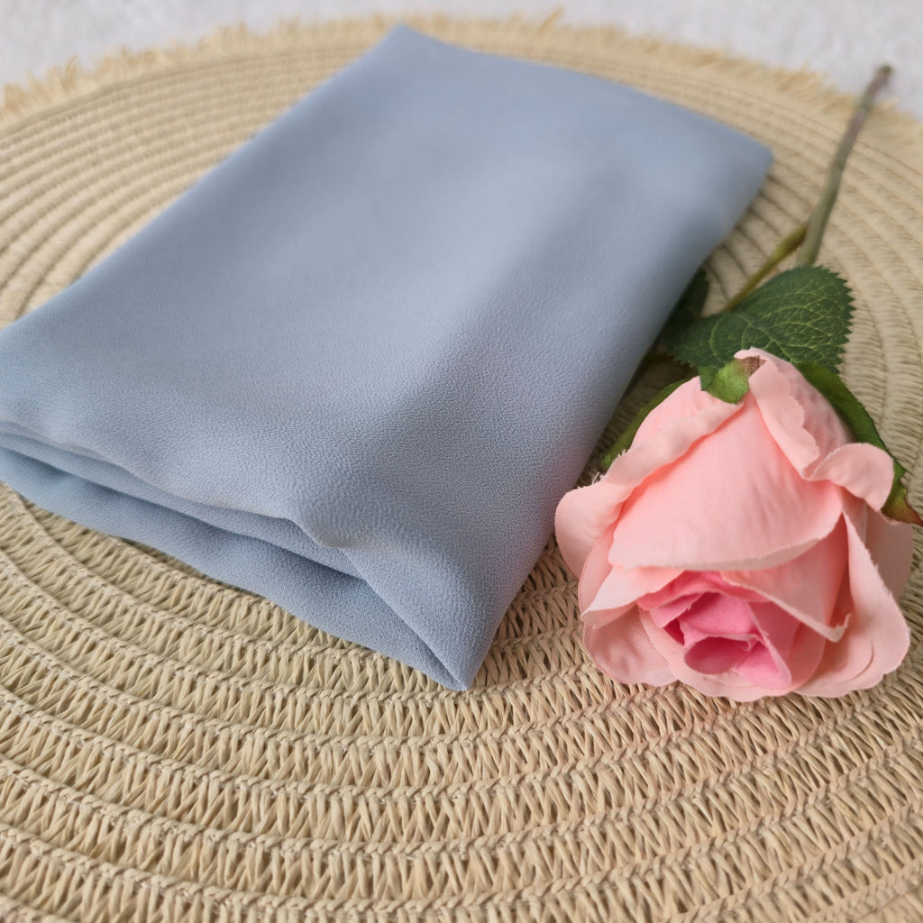 1pc Women's 2Meter Premium Chiffon Hijab  Light Slate Blue, Solid Color Knitted Scarf, Chiffon Hijab, Muslim Prayer Headwrap, Suitable For All Seasons