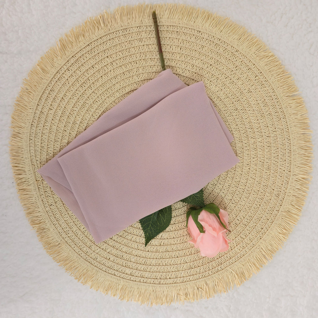 1pc Women's 2Meter Premium Chiffon Hijab Rose Nude, Solid Color Knitted Scarf, Chiffon Hijab, Muslim Prayer Headwrap, Suitable For All Seasons