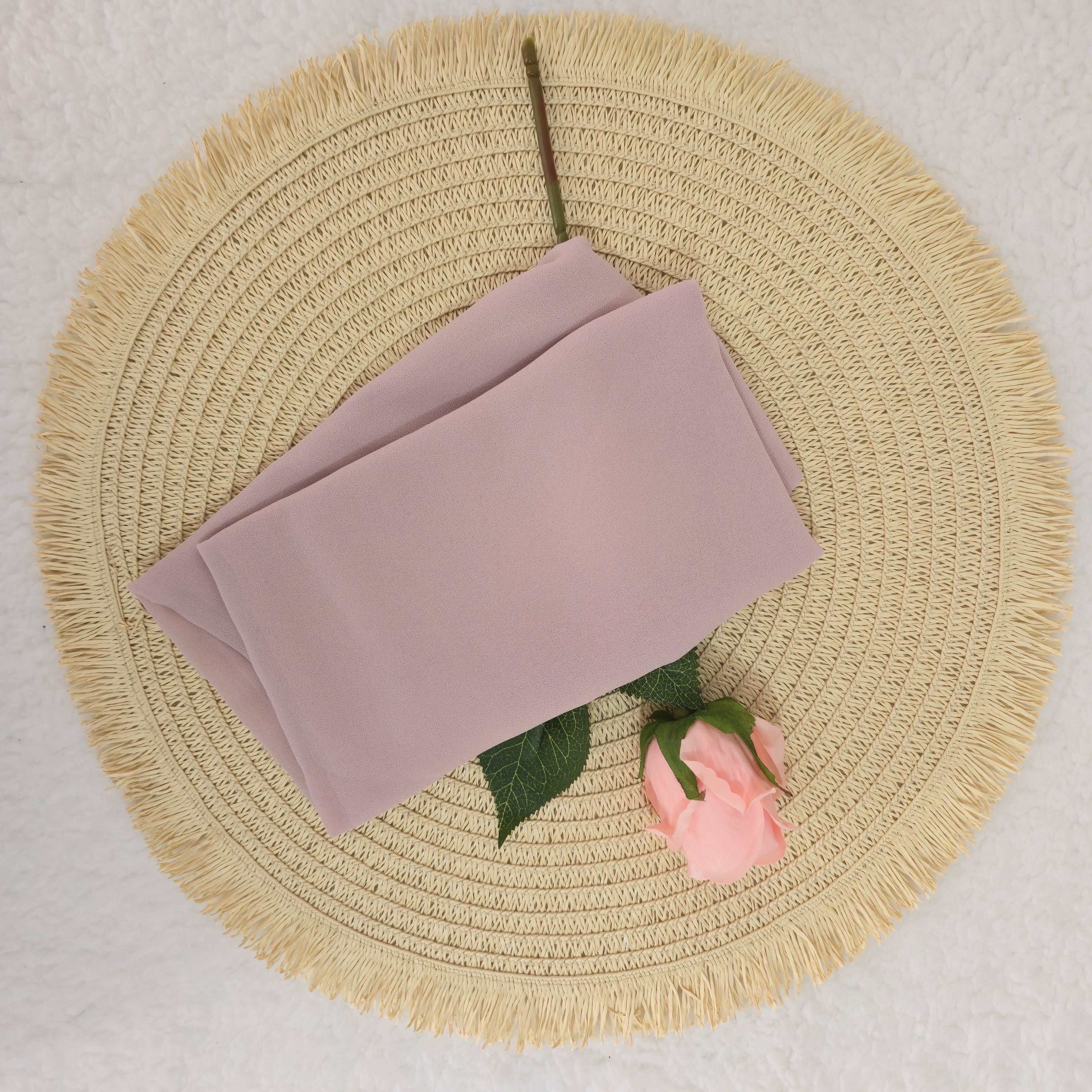 1pc Women's 2Meter Premium Chiffon Hijab Rose Nude, Solid Color Knitted Scarf, Chiffon Hijab, Muslim Prayer Headwrap, Suitable For All Seasons