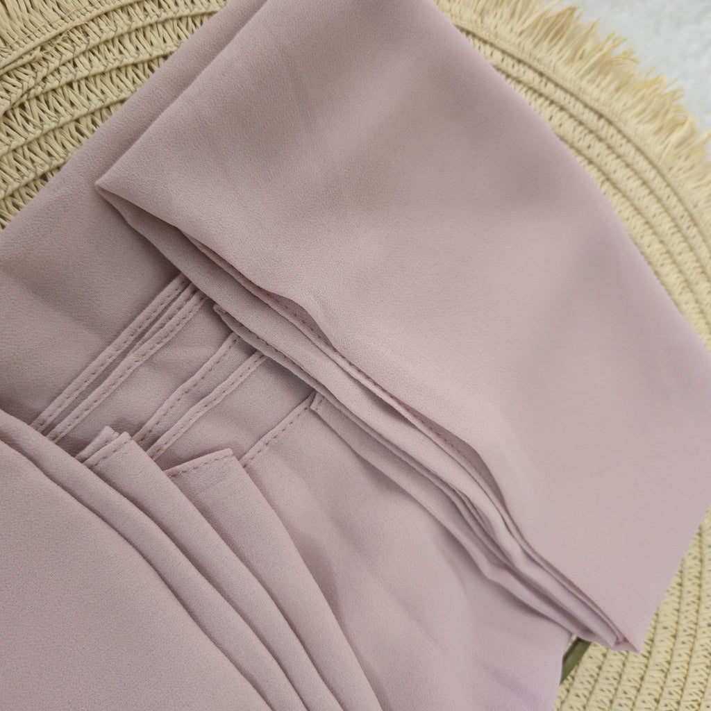 1pc Women's 2Meter Premium Chiffon Hijab Rose Nude, Solid Color Knitted Scarf, Chiffon Hijab, Muslim Prayer Headwrap, Suitable For All Seasons