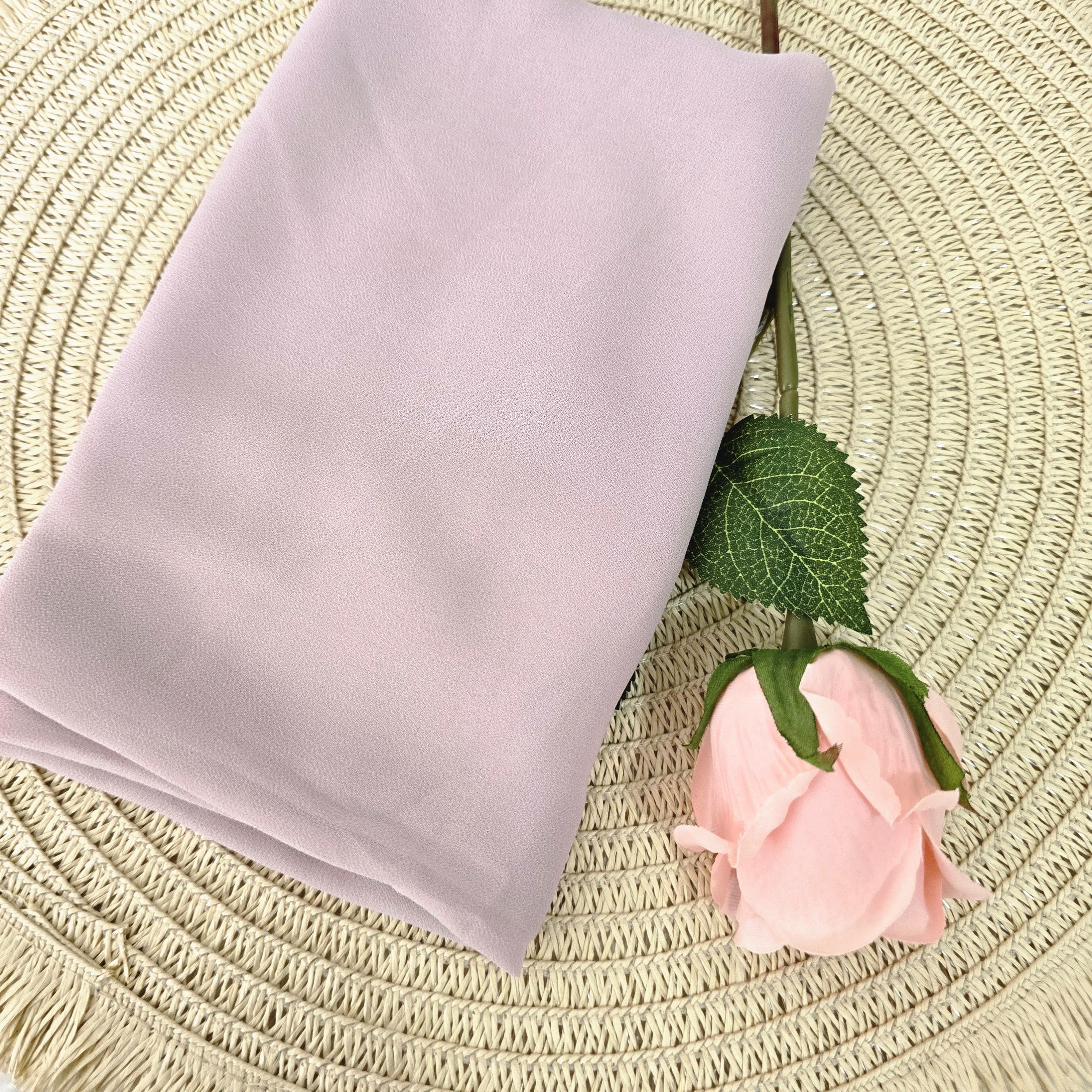 1pc Women's 2Meter Premium Chiffon Hijab Rose Nude, Solid Color Knitted Scarf, Chiffon Hijab, Muslim Prayer Headwrap, Suitable For All Seasons